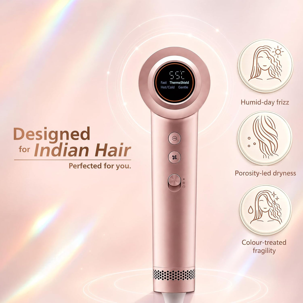 Philips Hydrating Hair Dryer | Water ions maintain 100% Hair strength | Mositure Rich Shine & Frizz Reduction | ThermoShield Sensors for customized drying | Pow