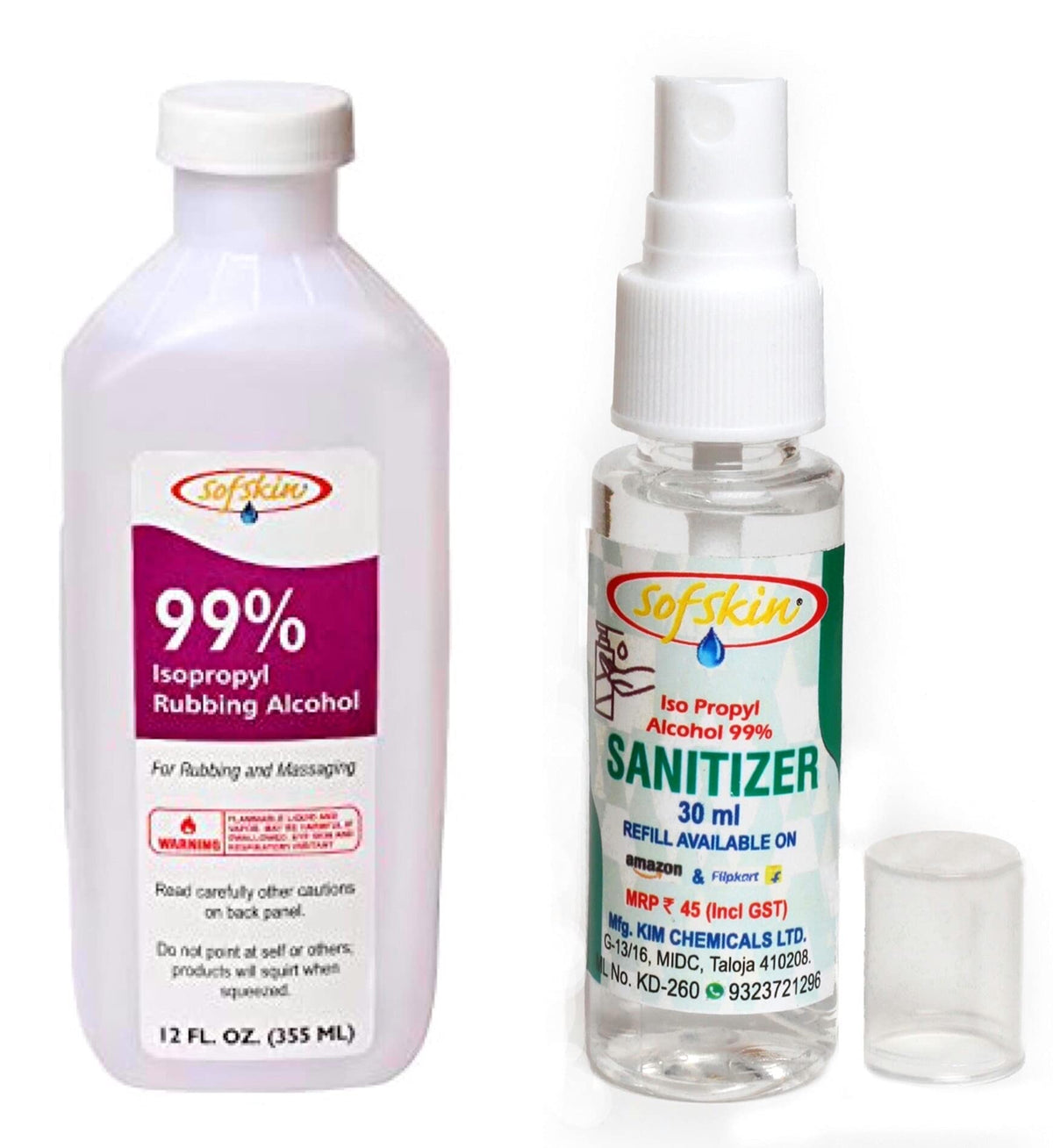 (American Brand) Premium 99% Iso Propyl Alcohol (Sanitizer) 355 ml - (FREE Spray Bottle). Also Good for cleaning Laptop, Mobile, Window Pans, Washing Baby Cloth