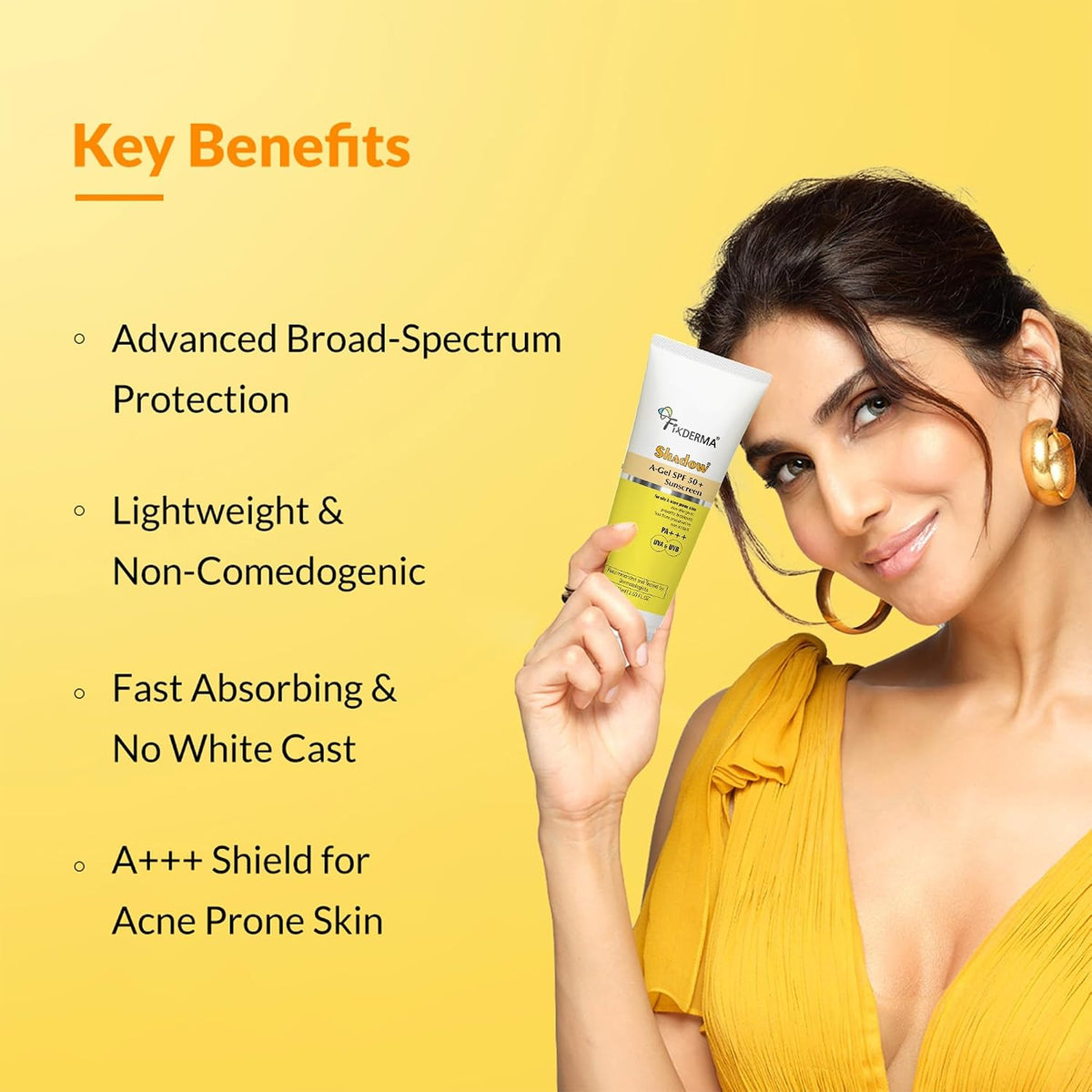 Fixderma Shadow A-Gel SPF 50+ Sunscreen PA+++ | For Oily & Acne-Prone Skin | Lightweight | Non-Greasy | No White Cast | Broad Spectrum For UVA & UVB Protection