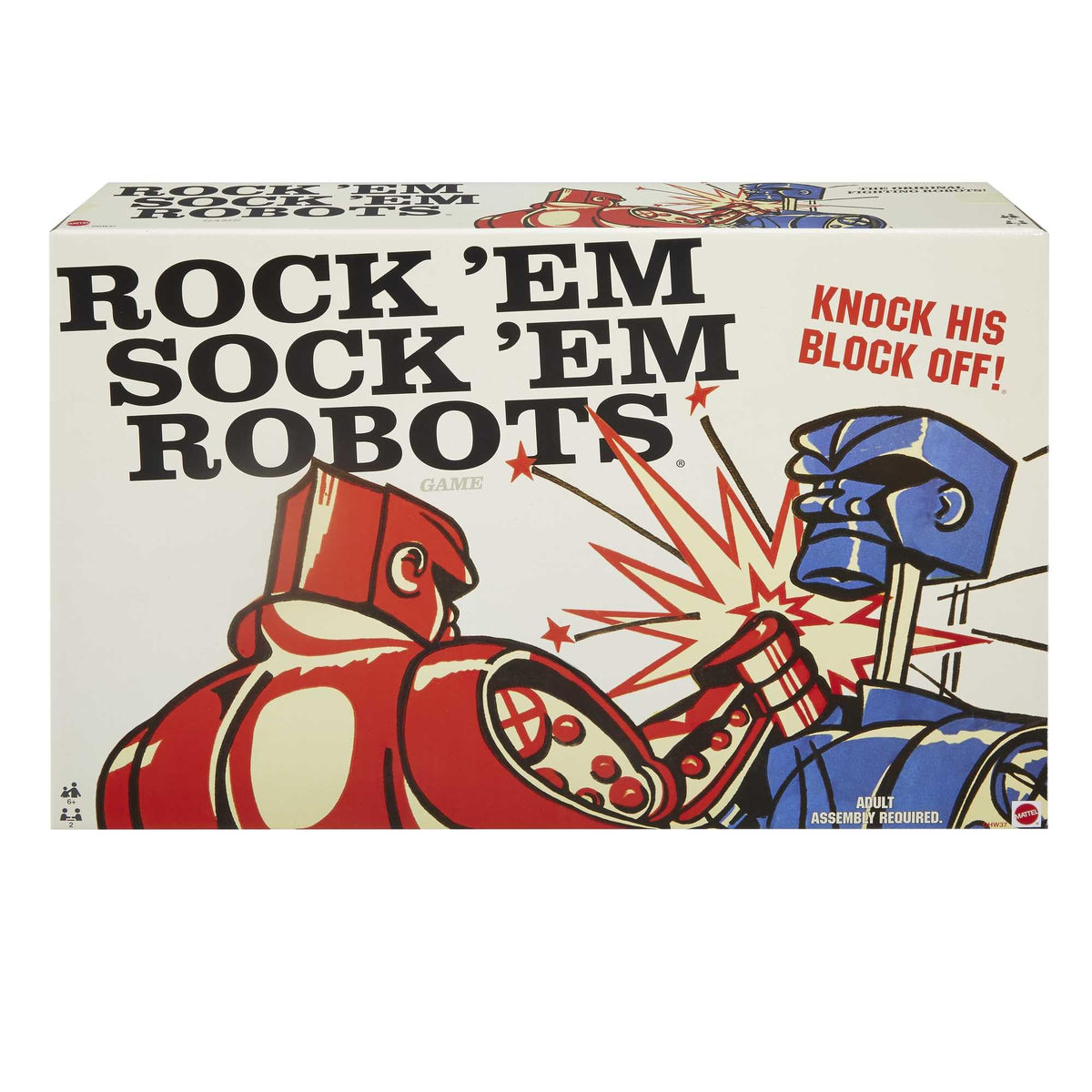 Rock 'Em Sock 'Em, Battling Robots Game for 2 Players with Retro Theme Packaging, Original Game of Knock His Block Off​​​​