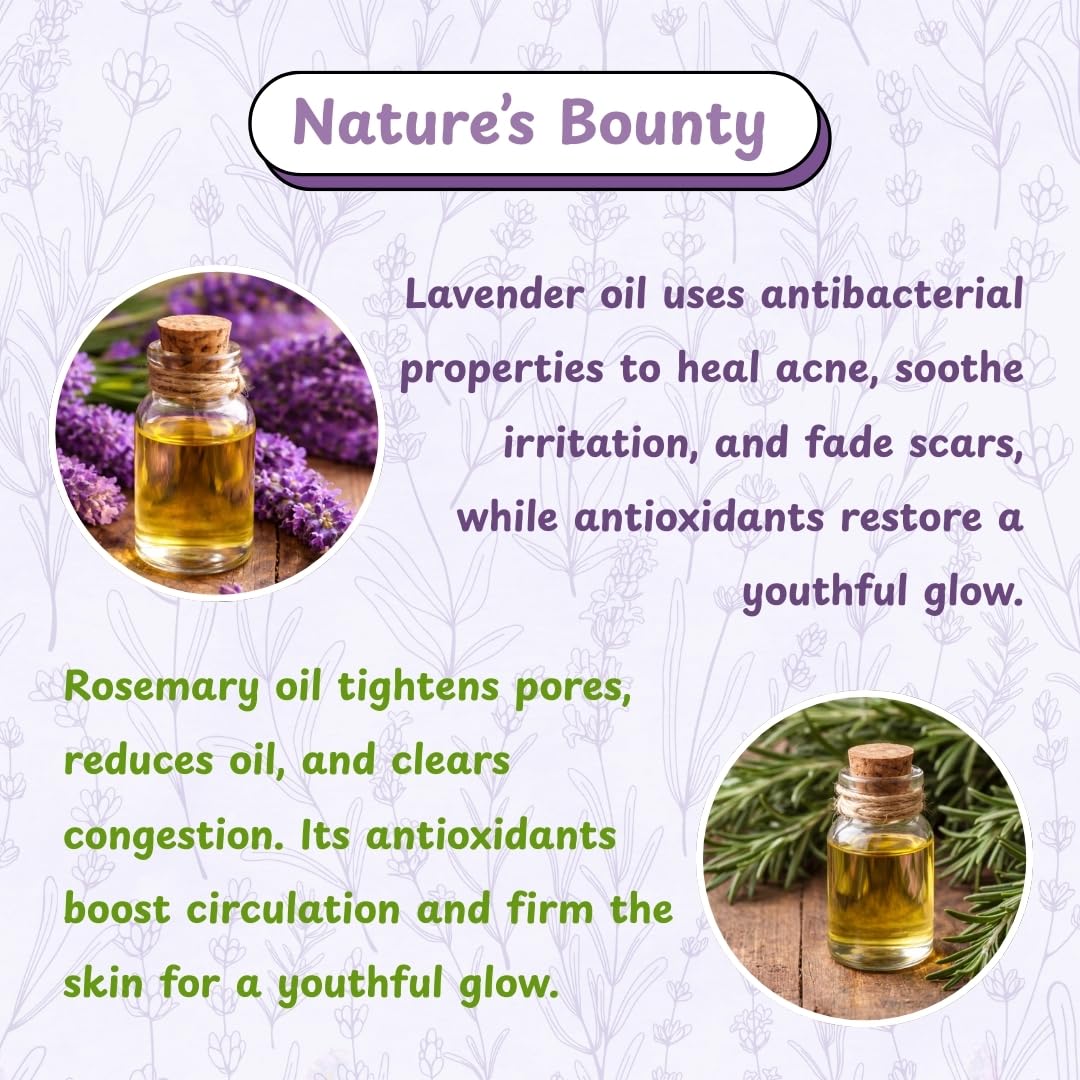 Lavender & Rosemary Natural Handmade Soap with Essential Oils & Vitamin-E, Gentle Cleansing, Skin Nourishing,Relaxing Aroma, For All Skin Types, SLS & Paraben F