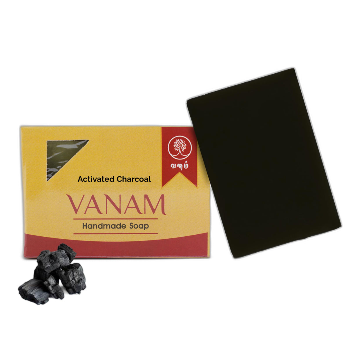 VANAM Handmade Herbal Charcoal Bath Soap_Black_Pack of 5 Charcoal Butter 100 g (Pack of 5)