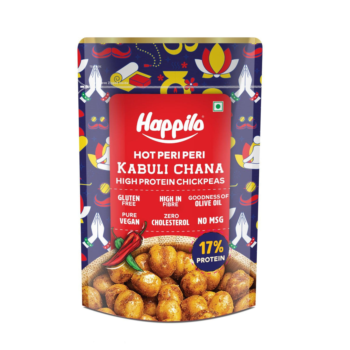 Happilo Premium Super Snack Peri Peri Chickpeas 110g, Crunchy and Delicious, Super Healthy 110 g (Pack of 1)