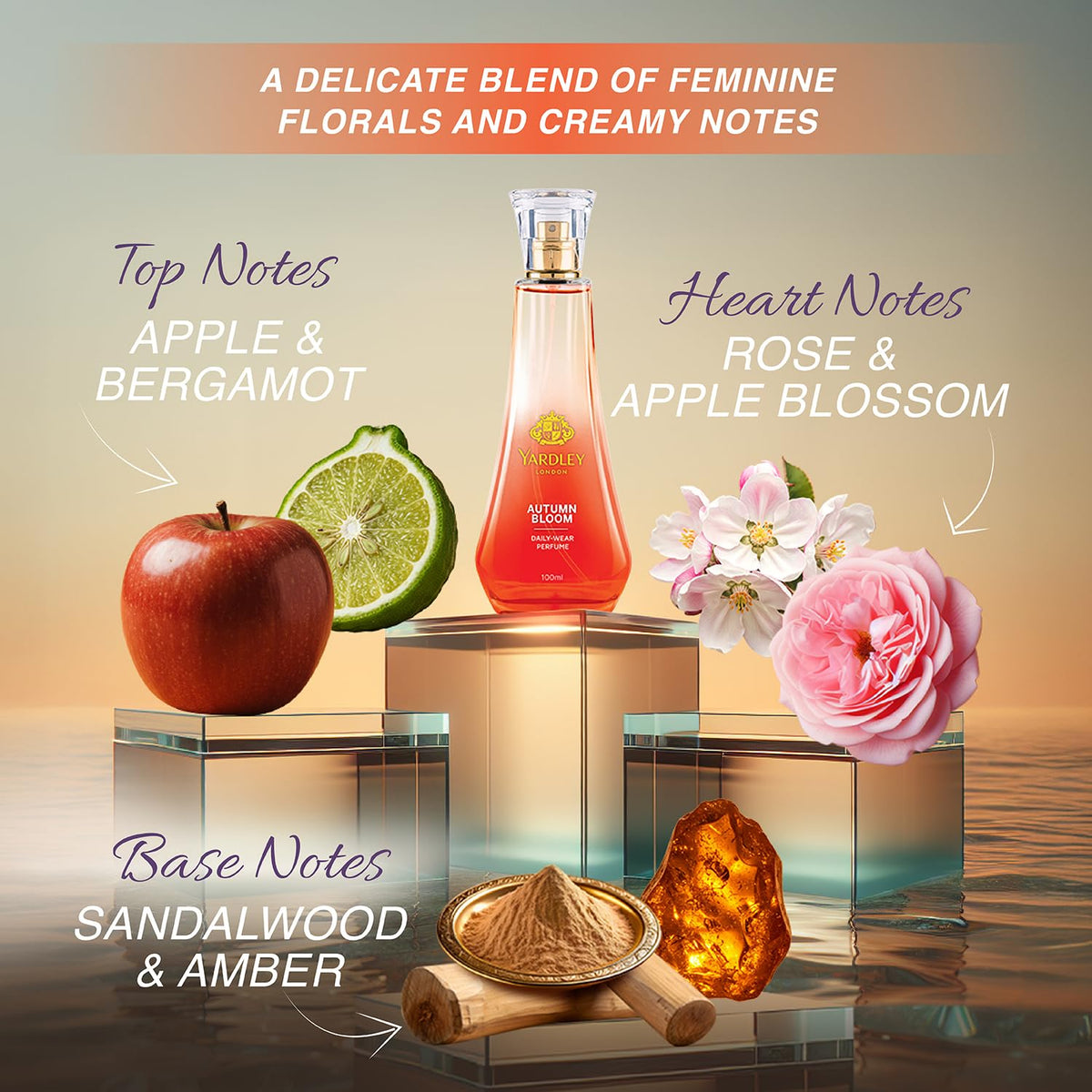 Yardley London Autumn Bloom Perfume Spray Floral Fruity Scent| 90% Naturally Derived| Plumeria & Orange Peony Perfume For Women| 100Ml Eau De Parfum (Edp)
