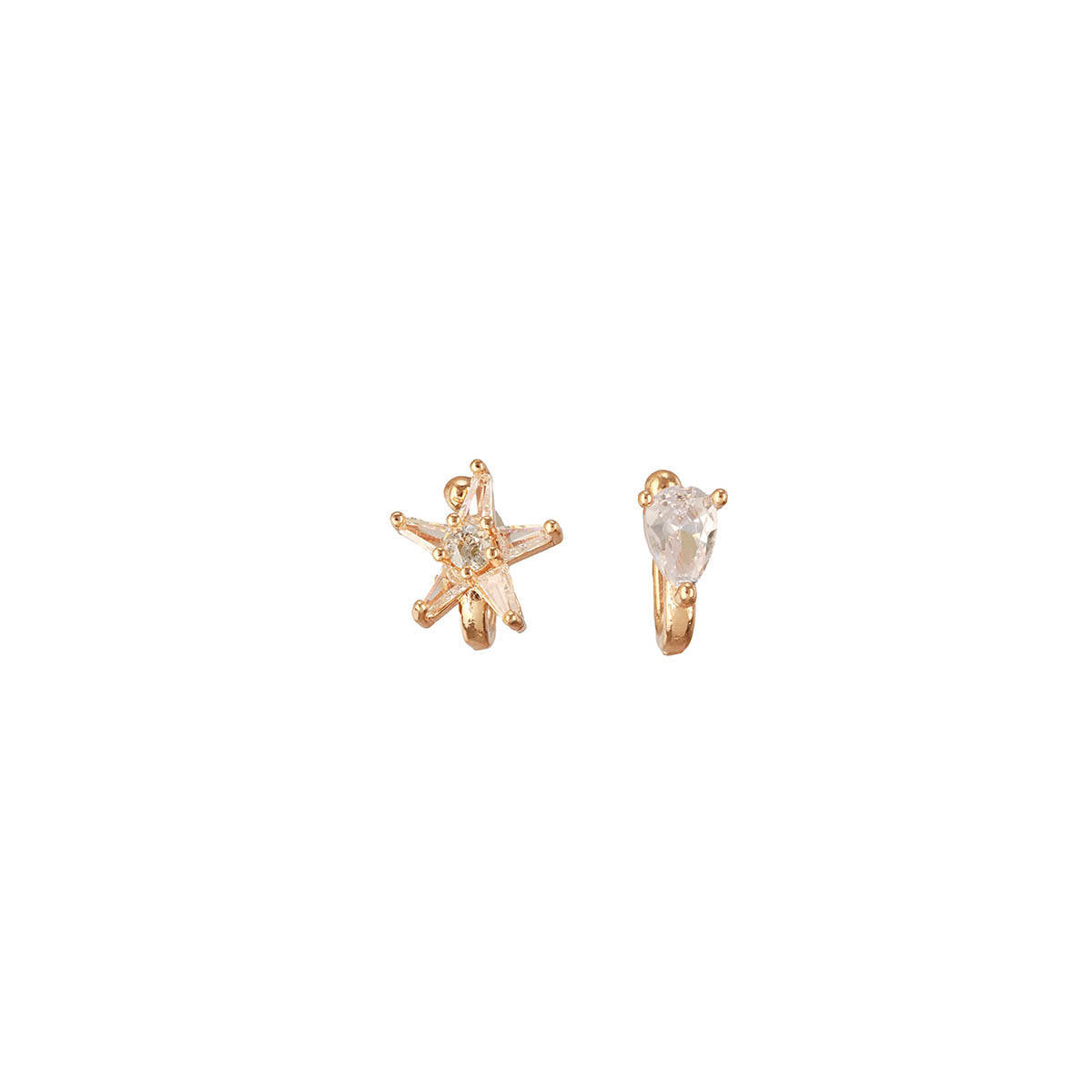 Aatmana Set Of 2 Rose Gold-Plated and White Ad-Studded Nosepins