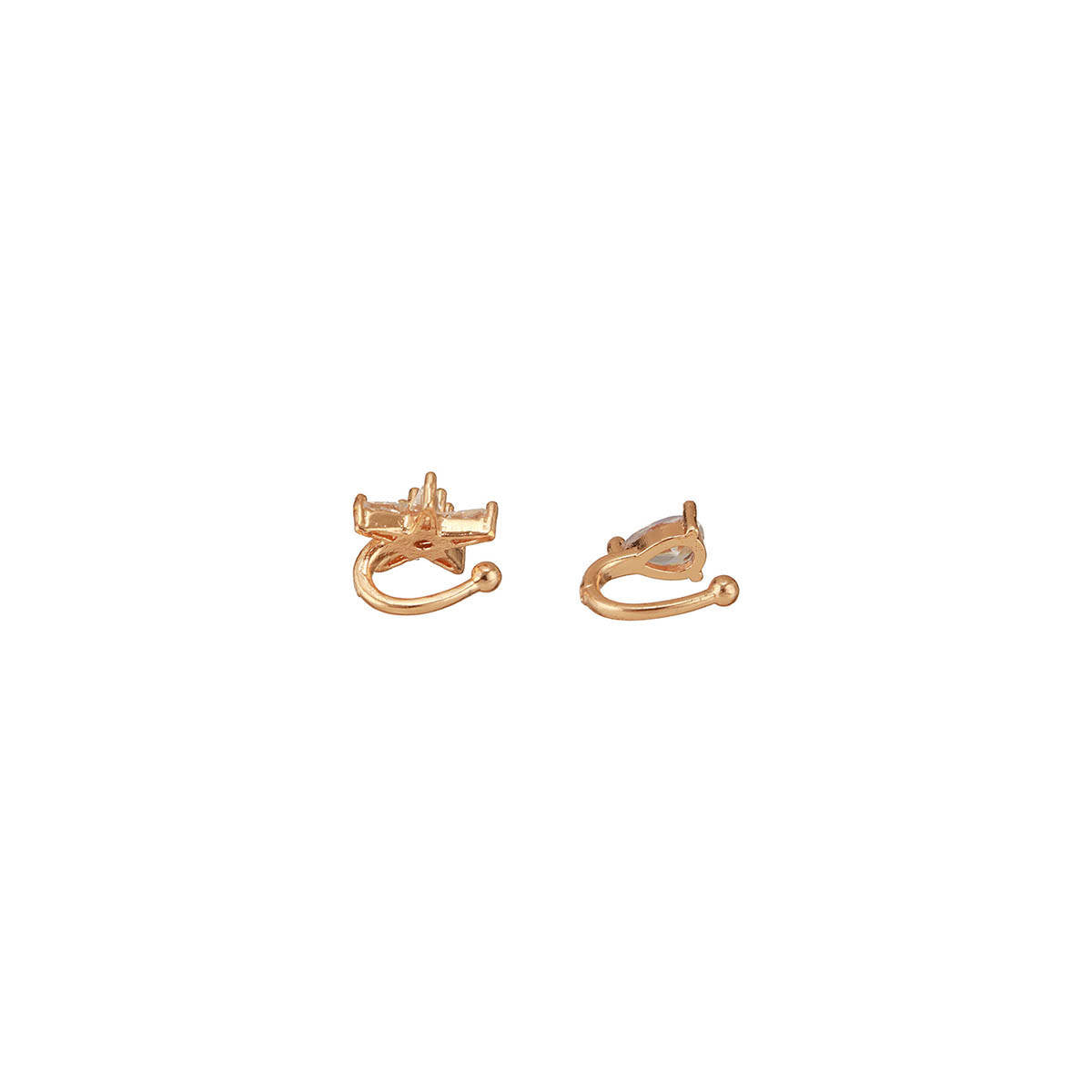 Aatmana Set Of 2 Rose Gold-Plated and White Ad-Studded Nosepins