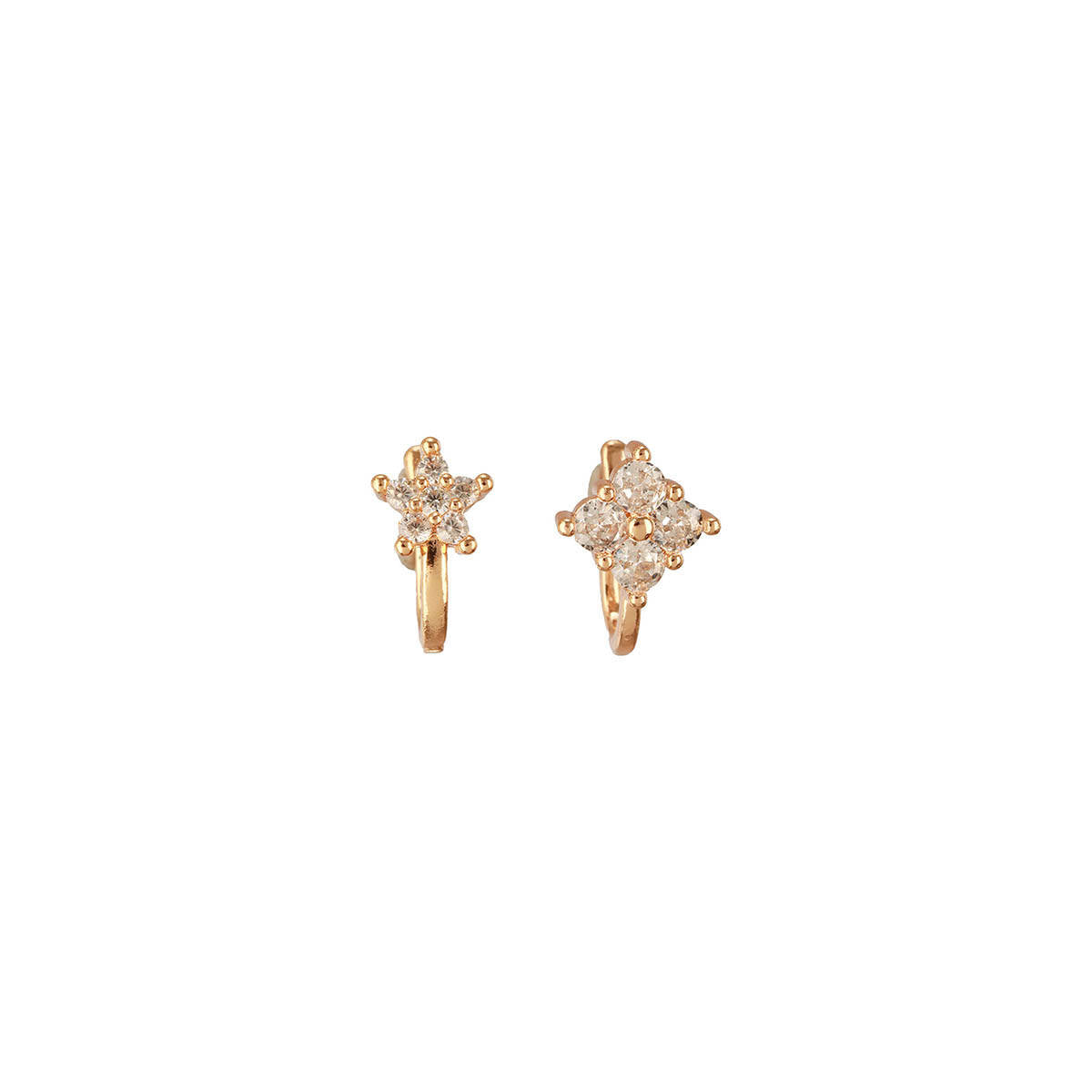 Aatmana Set Of 2 Rose Gold-Plated and White Ad-Studded Nosepins