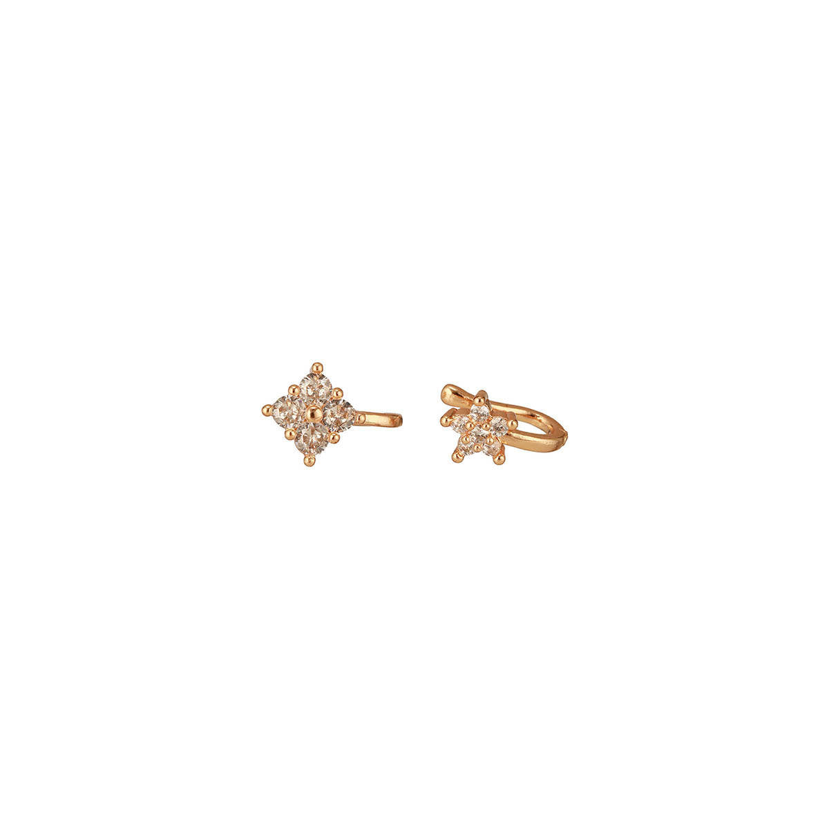 Aatmana Set Of 2 Rose Gold-Plated and White Ad-Studded Nosepins