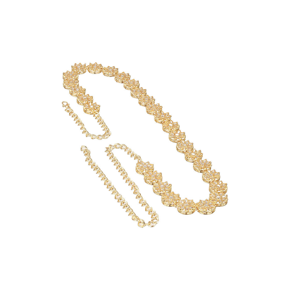 Aatmana Gold-Plated and White Kundan Studded and Beaded Traditional Kamarbandh