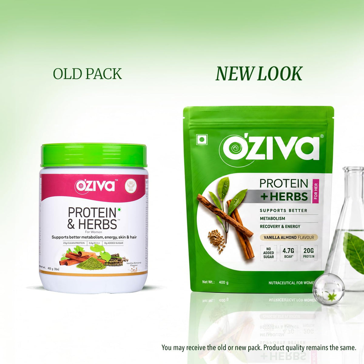 OZiva Protein & Herbs for Women, No Added Sugar, Vanilla Almond, 400g Vanilla Almond 400 g (Pack of 1)