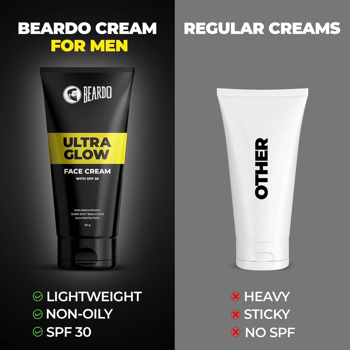 Beardo Ultraglow All in One Face Cream For Men with SPF 30, 60g | Aloe Vera With Vitamin E for Skin Brightening & Dark Spots Reduction Beardo Face cream