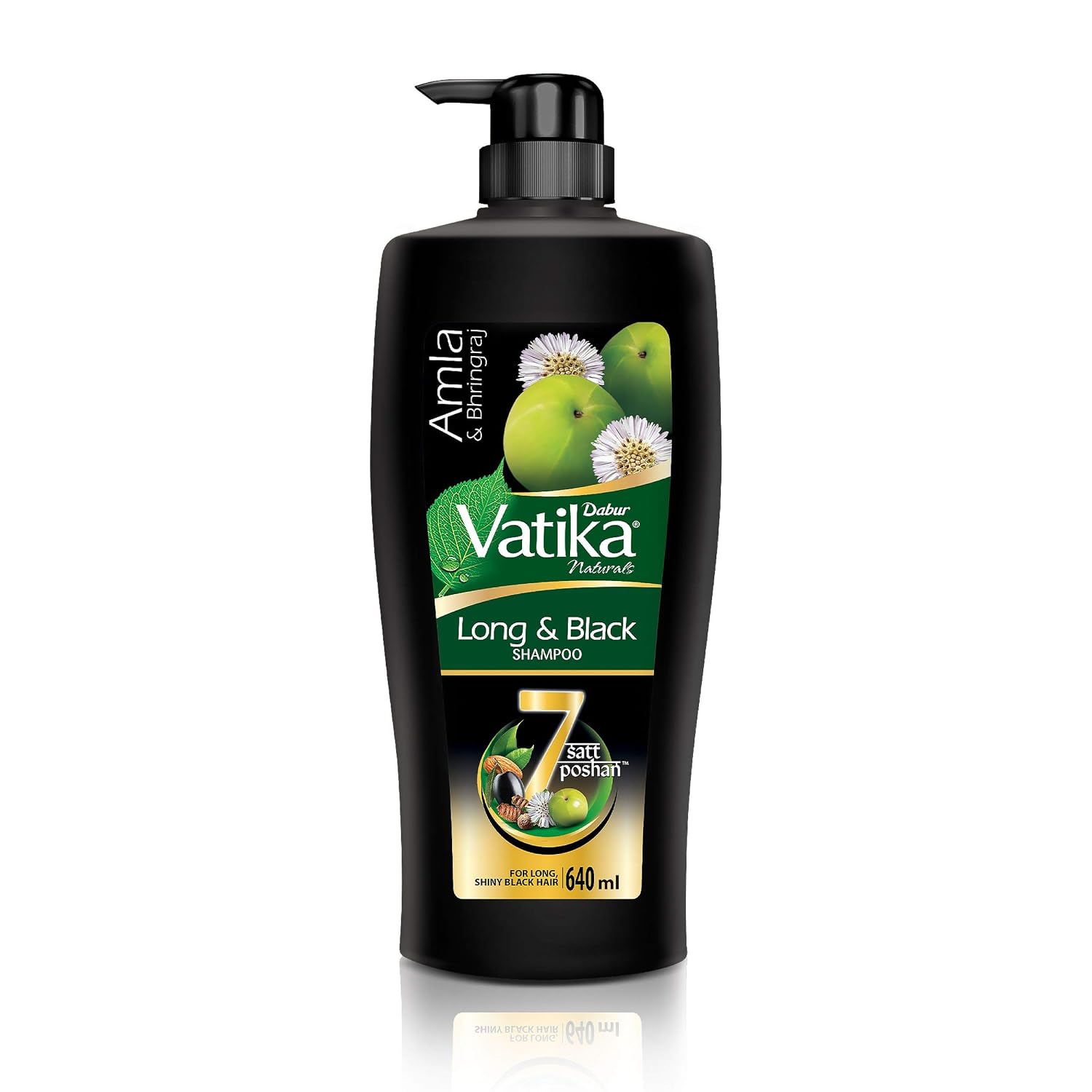 Dabur Vatika Long & Black Shampoo, with the Goodness of Amla & Bhringraj for Shiny, Black Hair - 640ml & Dabur Vatika Anti Dandruff Shampoo, with Lemon & Methi for Dandruff Free Hair - 640ml