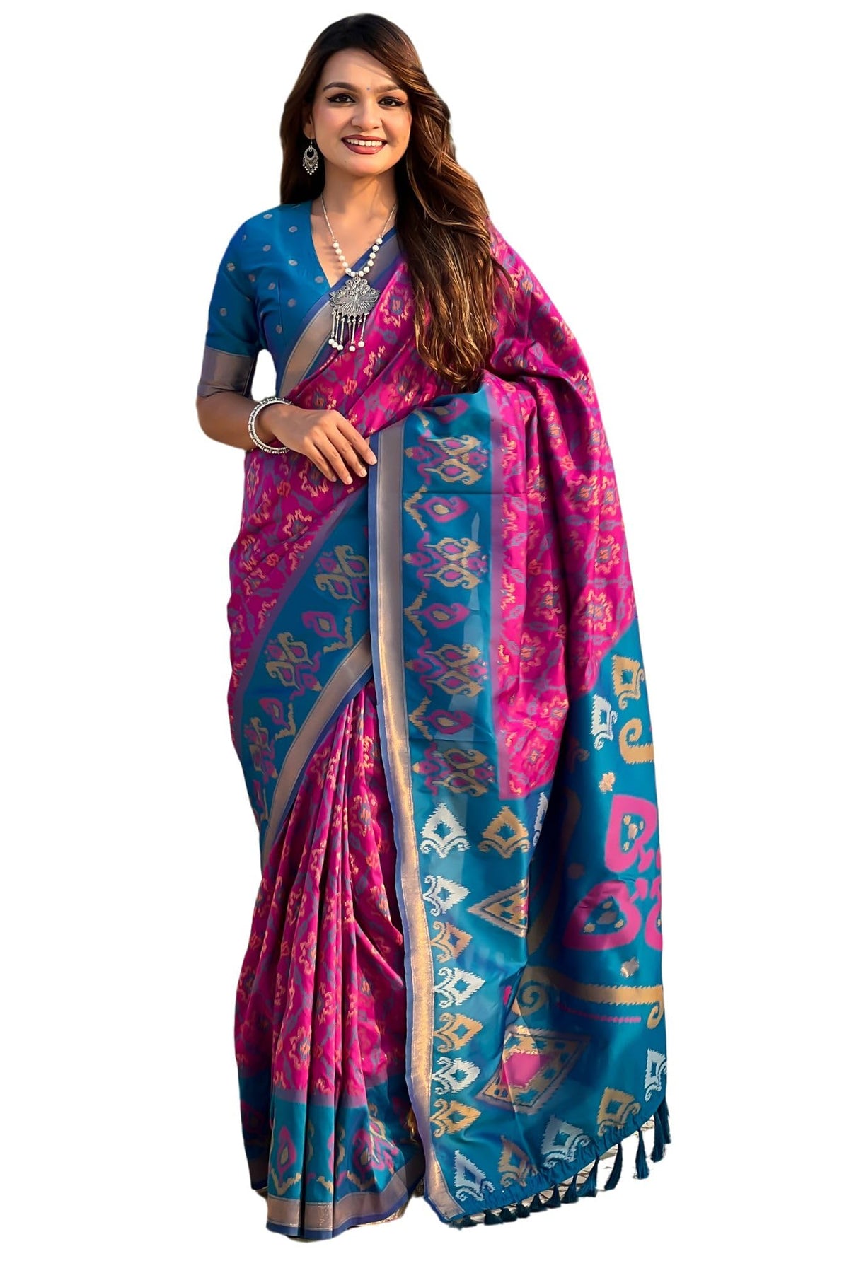SGF11 Women's Kanjivaram Soft Silk Saree With Blouse Piece 6.3metres Grey