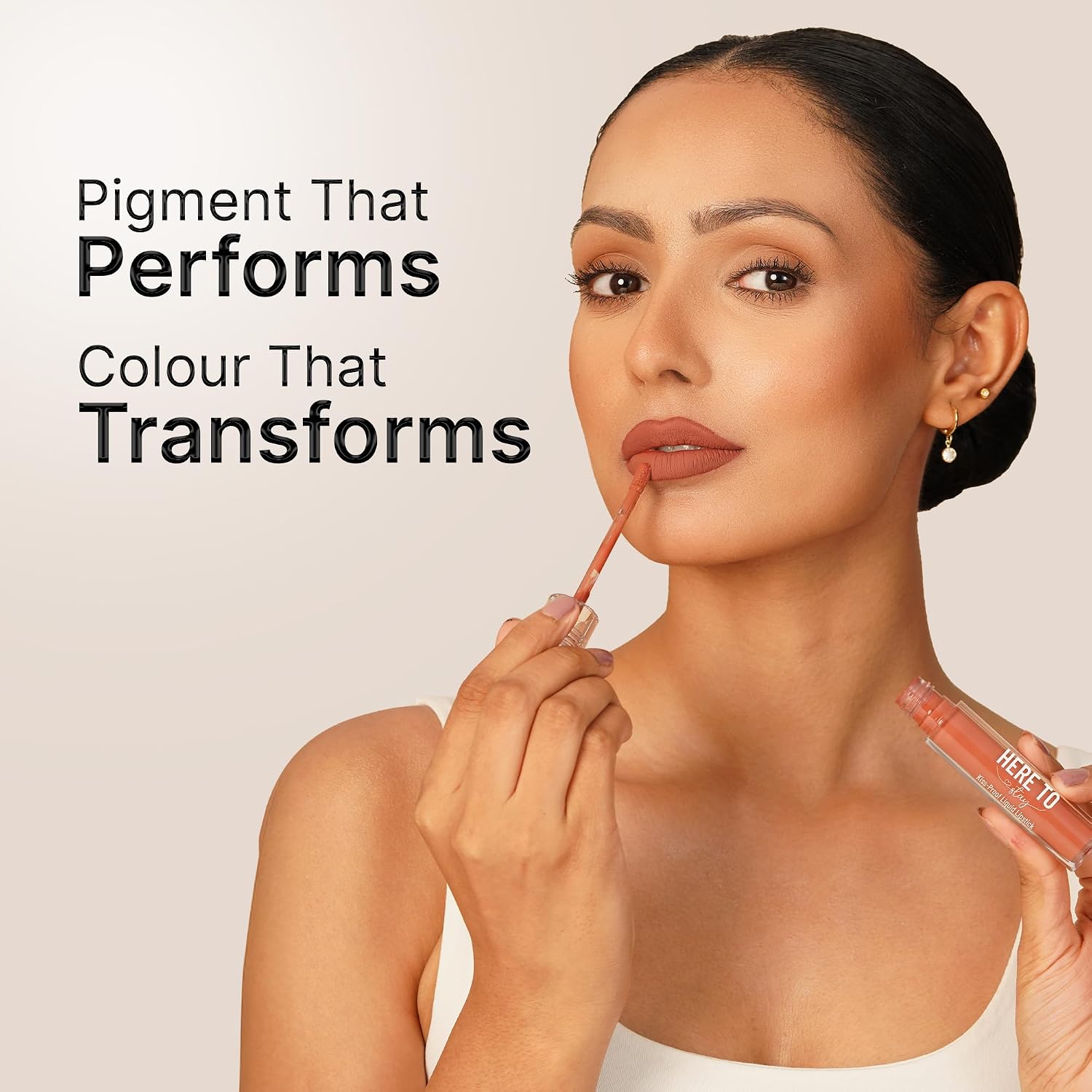 Swiss Beauty Select Here To Stay Liquid Matte Lipstick with Kiss-Proof Formula | Infused with Vitamin E | Non-Transfer, Smudgeproof | 12-18 Hrs Stay | Shade - Bare Nude, 3ml |