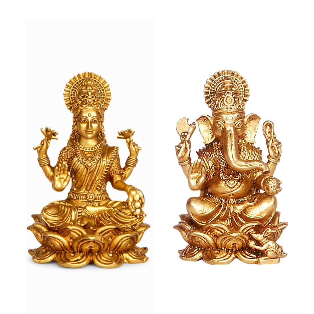 ASA 100% Pure Brass Lakshmi Ganesh Murti for Home Puja (Size: 5 cm) |Lakshmi Ganesh Idol for Desk, Car, Diwali and Home Decor |