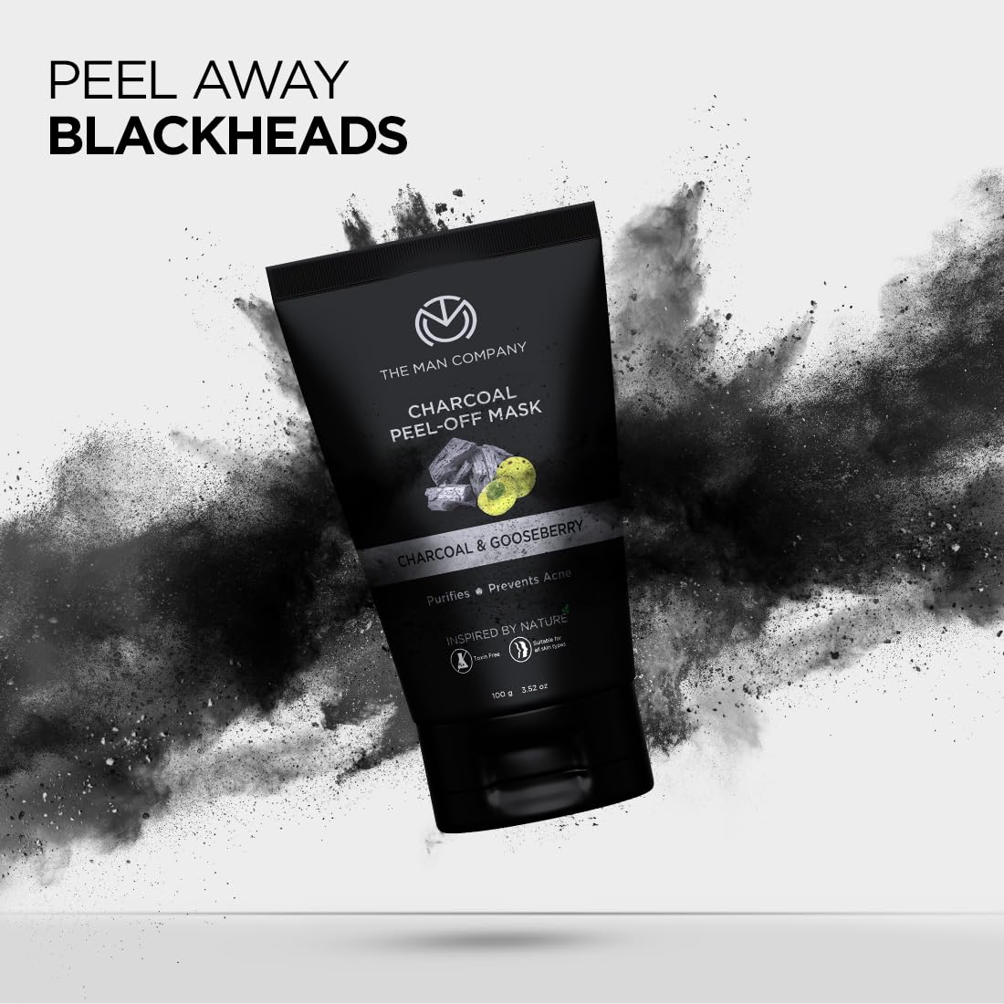 The Man Company Activated Charcoal Peel Off Face Mask for Man | Deep Cleansing | Blackhead/Whitehead & Dead Skin Removal | Paraben & Sulphate Free - 100gm