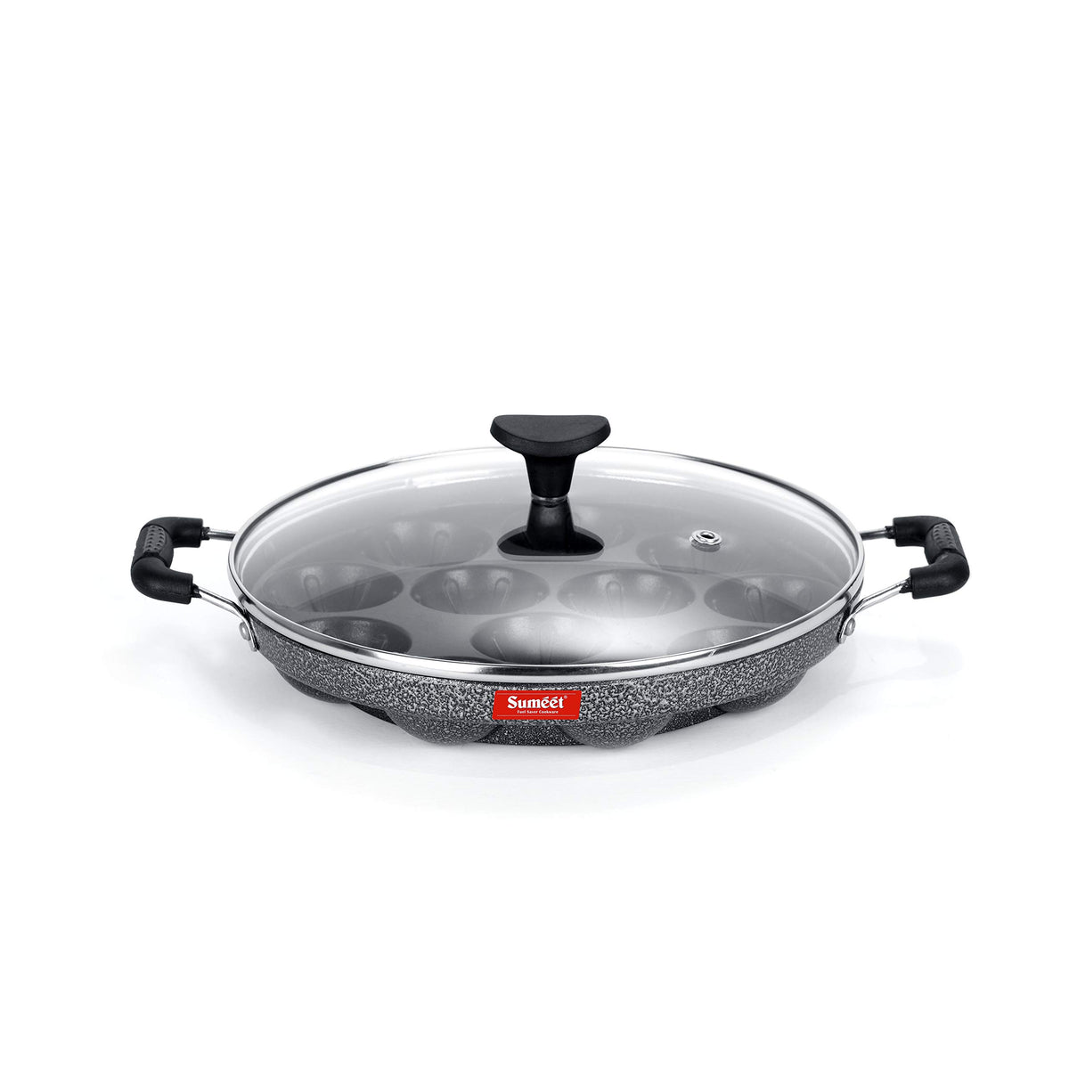 Sumeet Aluminium Appam Patra With Glass Lid, 1 Piece (Silver)