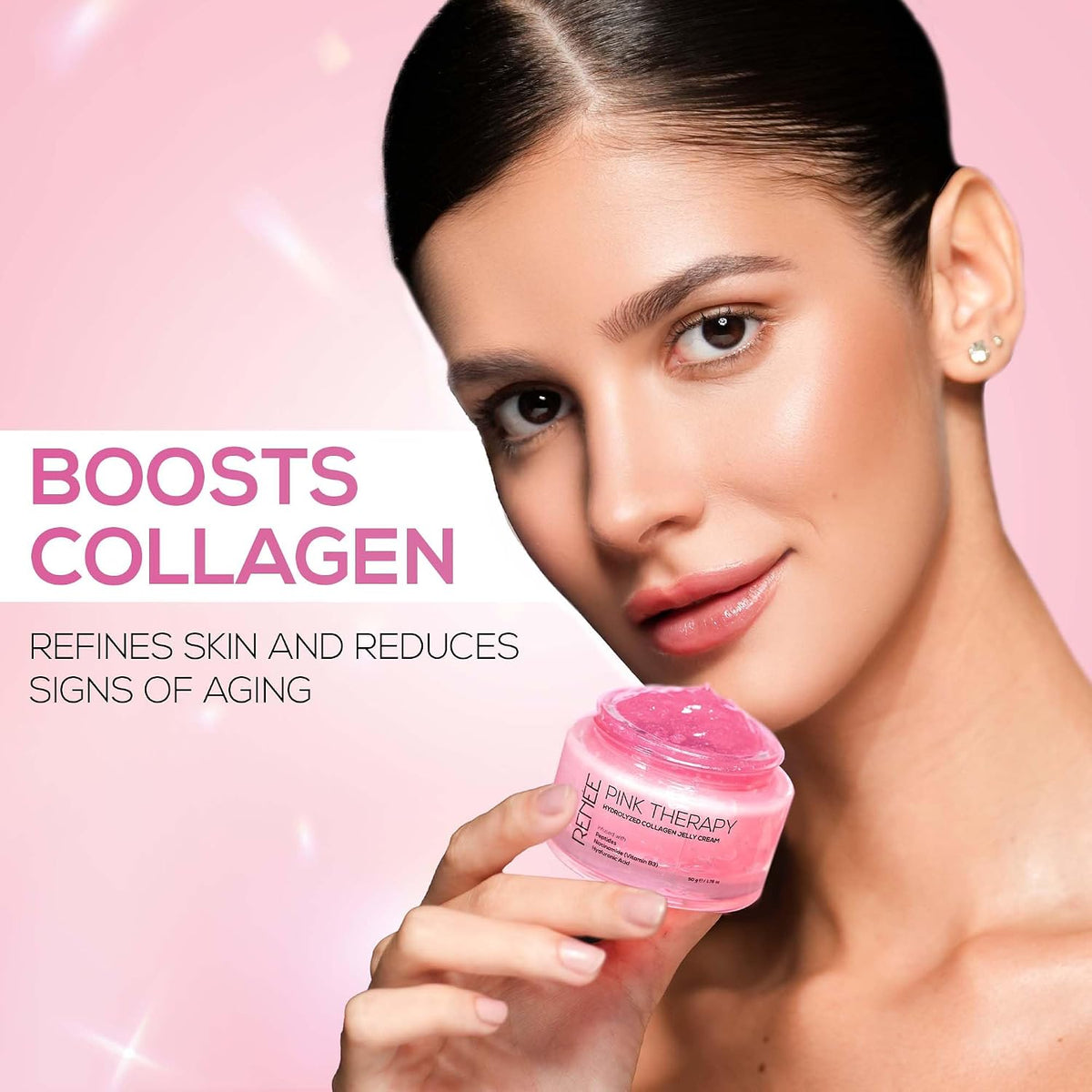 RENEE Pink Therapy Hydrolyzed Collagen Overnight Sleep Jelly Mask | Hydrates, Repairs, Smoothens & Plumps Skin | Peptides, Niacinamide & Hydrolyzed Collagen Enr