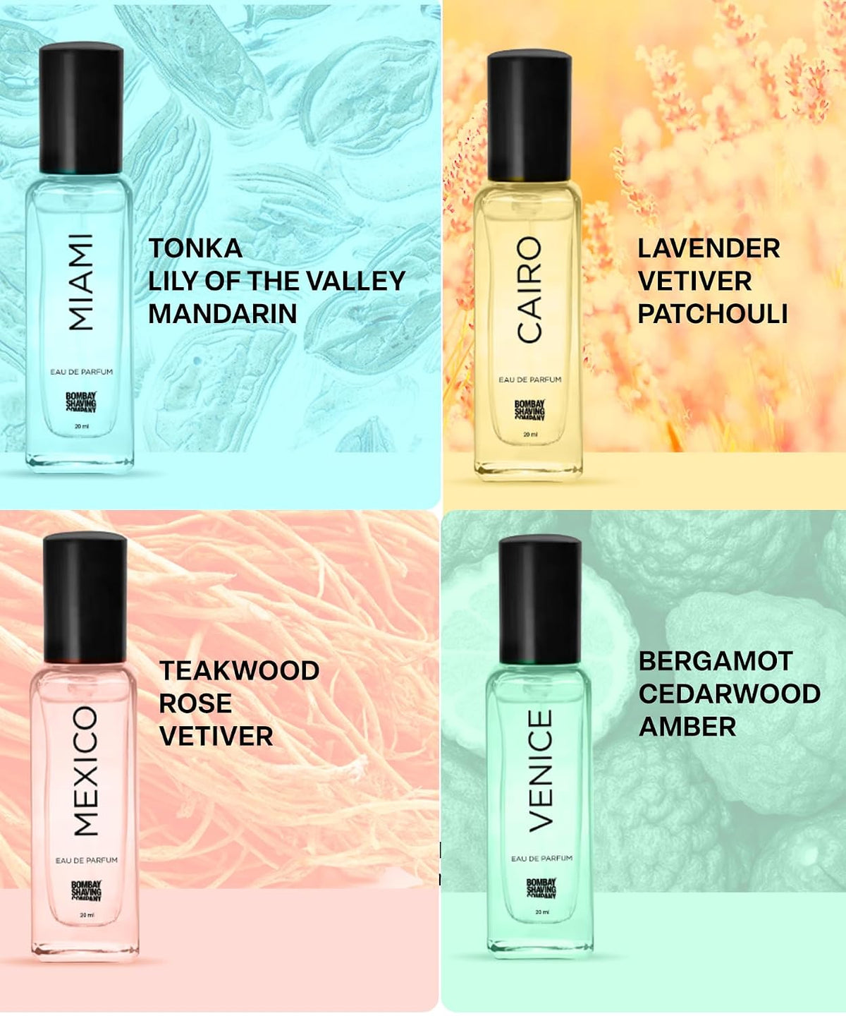 Bombay Shaving Company Luxury Perfume Gift Set | 4x20ml Eau de Parfum | Woody, Citrus, Floral, Spicy Fragrances | Perfume for Men Long Lasting Smell | Gift for
