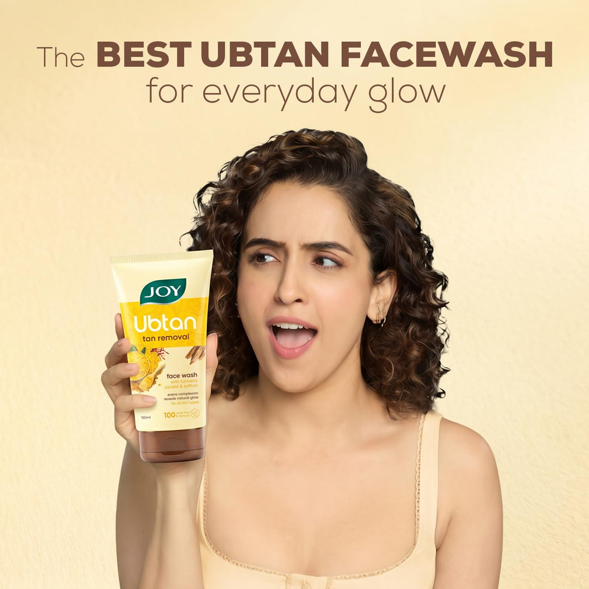Joy Ubtan Tan Removal Face Wash 150ml x 2 | Detan Facewash | Removes Dirt & Blemishes for a Natural Glowing Skin | Enriched With Turmeric, Saffron & Sandalwood