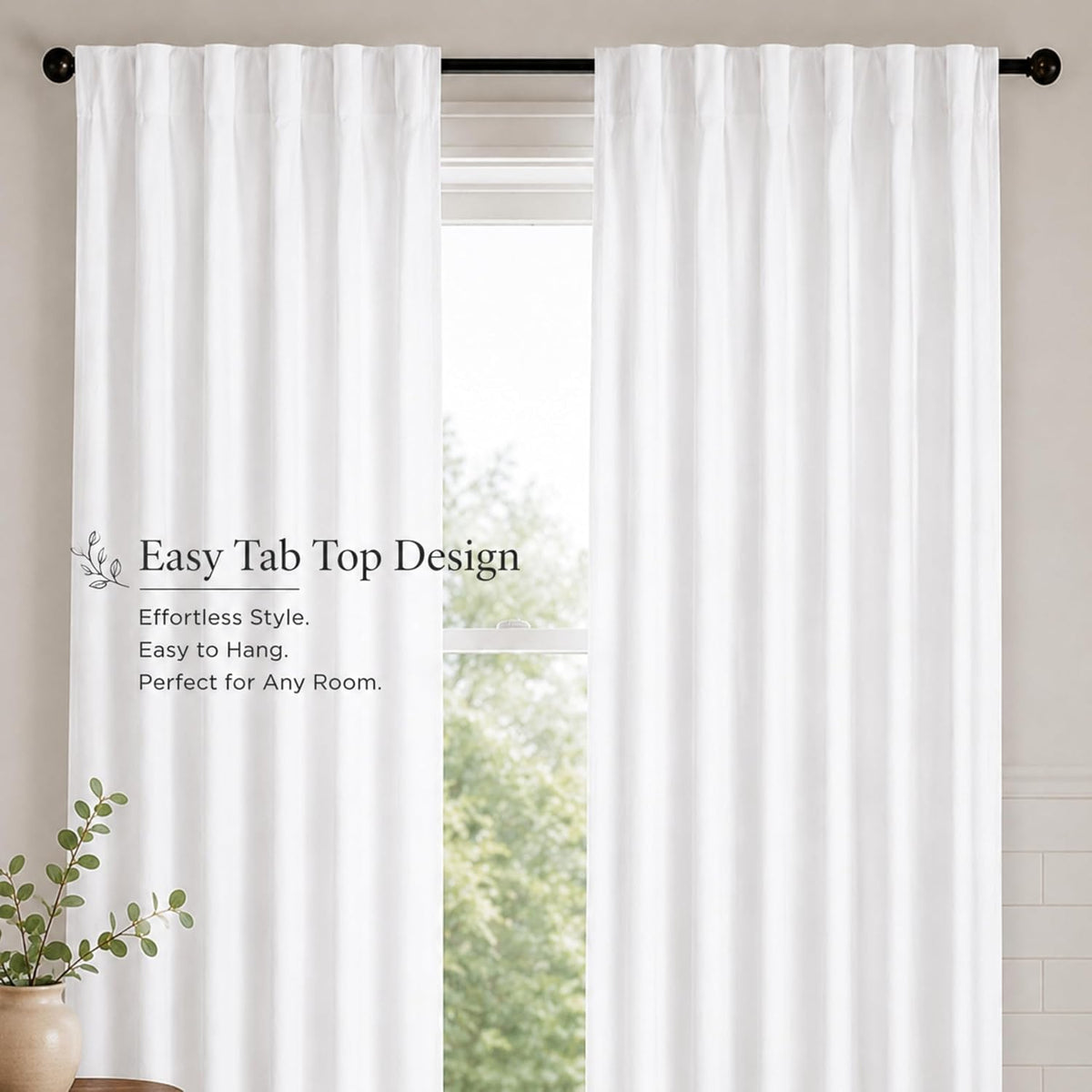 Farmhouse Curtains 50x84 inch White Textured Slub,Bathroom Curtains,Bathroom Window Curtains,84inch Curtain,Cotton Curtains,tab top Curtains,White Cotton Curtai