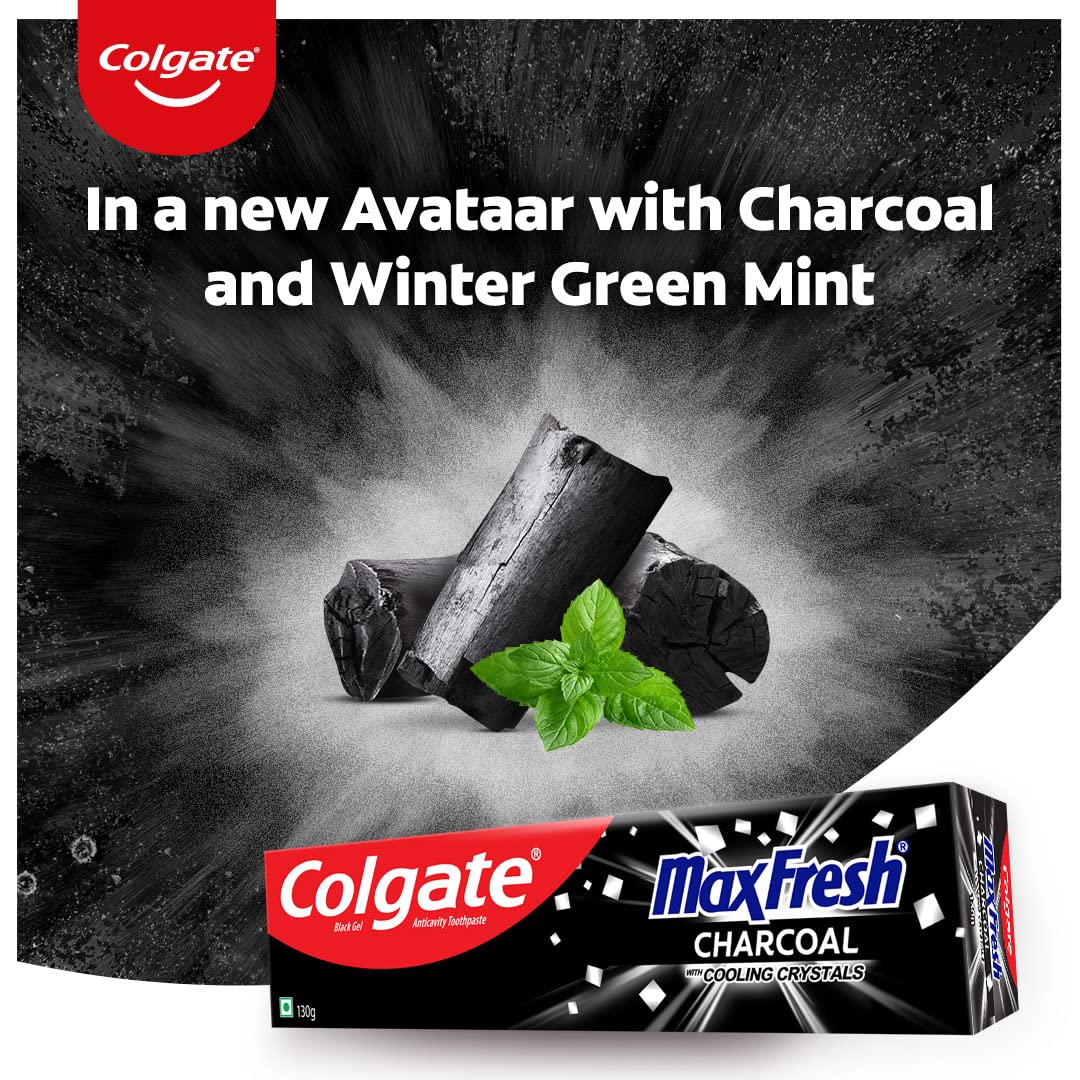 Colgate MaxFresh Toothpaste, Black Gel Paste with Charcoal for Super Fresh Breath, 260gm 260 g (Pack of 1) Toothpaste