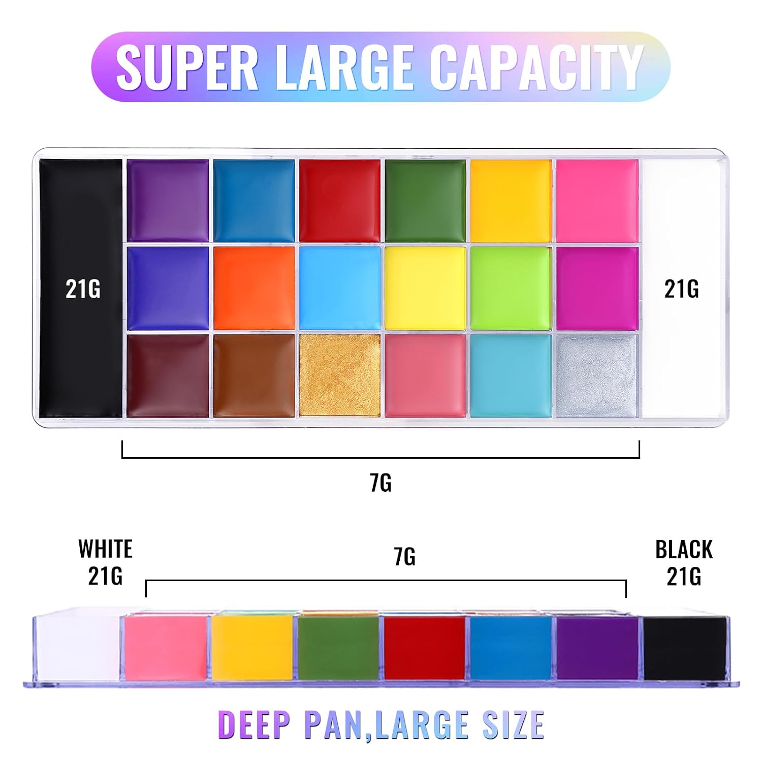 UCANBE Athena Face Body Paint Oil Palette, Professional Flash Non Toxic Safe Tattoo Halloween FX Party Artist Fancy Makeup Painting Kit For Kids and Adult, Red, blue,green,pink,black,white