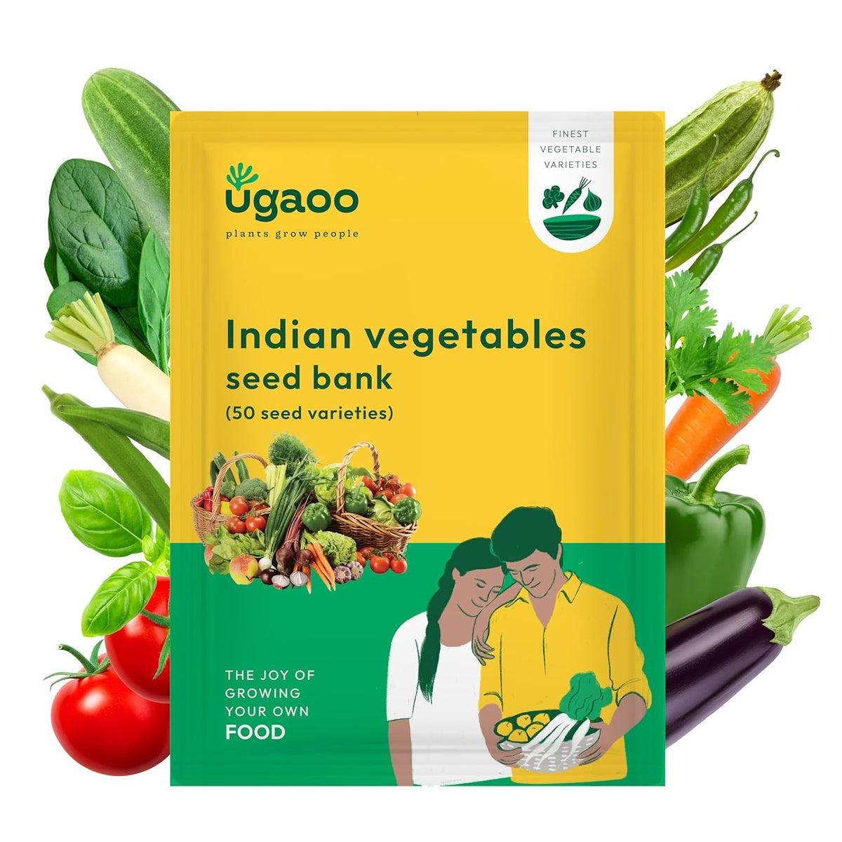 UGAOO Indian Vegetable Seeds Bank For Home Garden 50 Varieties - 2255 Seeds