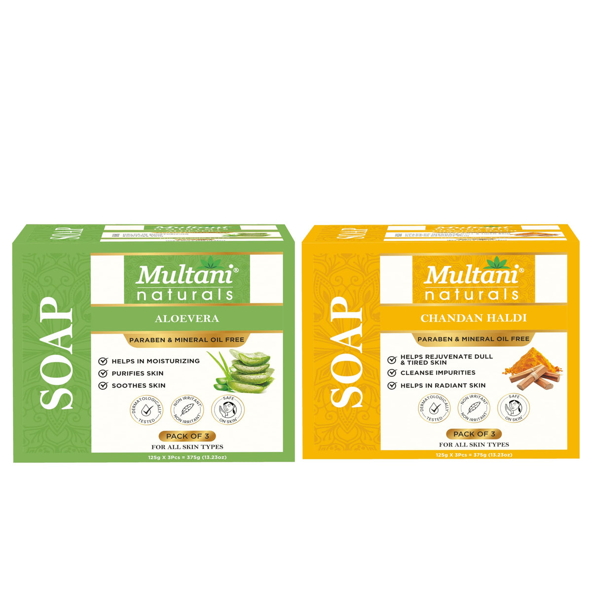 Multani Natural Orange Lemongrass & Rose Water Soap For Bath (125 Gm - Pack of 6) | Helps In Reducing Acne & Oil Control | Helps Revive Dull Skin & Refreshes Sk