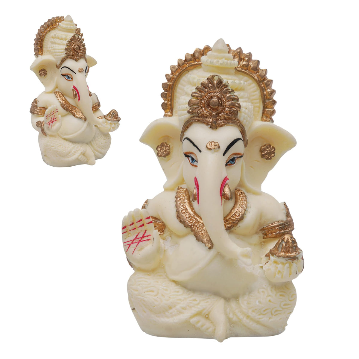 Elegant Ganesha Idol for Home, Car Dashboard & Office Desk | Intricate Detailing | Good to Use for Housewarming, Festival & Corporate Gifting | Cream