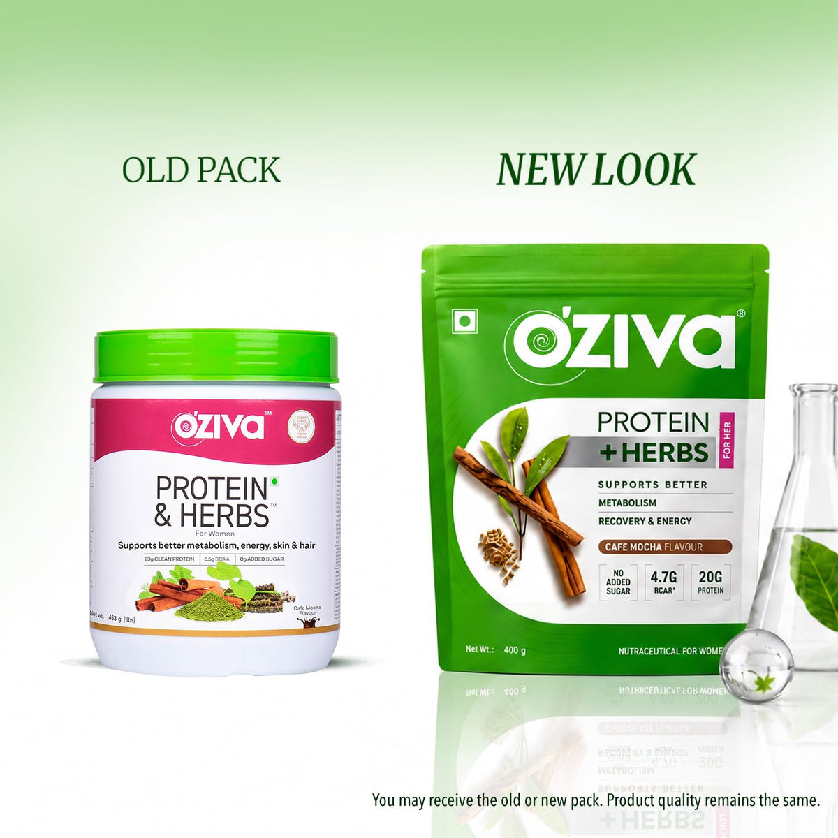OZiva Protein & Herbs for Women, No Added Sugar, Cafe Mocha, 400g 400 g (Pack of 1)