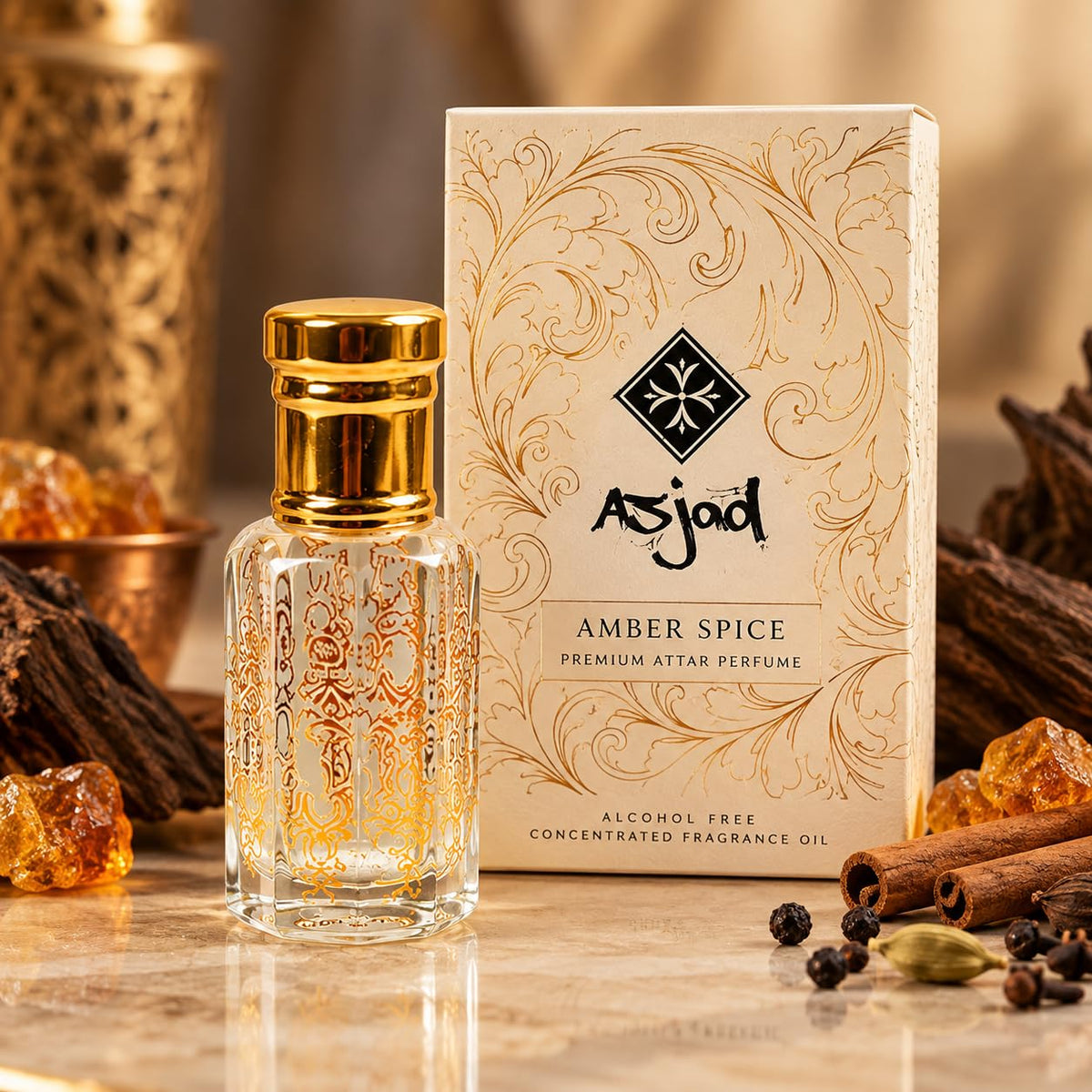 Asjad Amber Spice Unisex Attar | Inspired by Khamrah 6ML 6 Millilitres