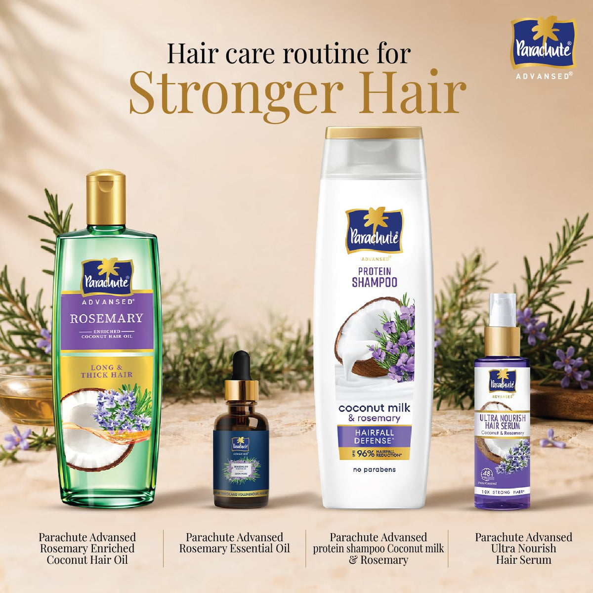 Parachute Advansed Rosemary Essential Oil | 100% Pure | Hair Growth & Hair Fall Control | Thick & Voluminous Hair | Moisturises dry hair, Reduces hair breakage,