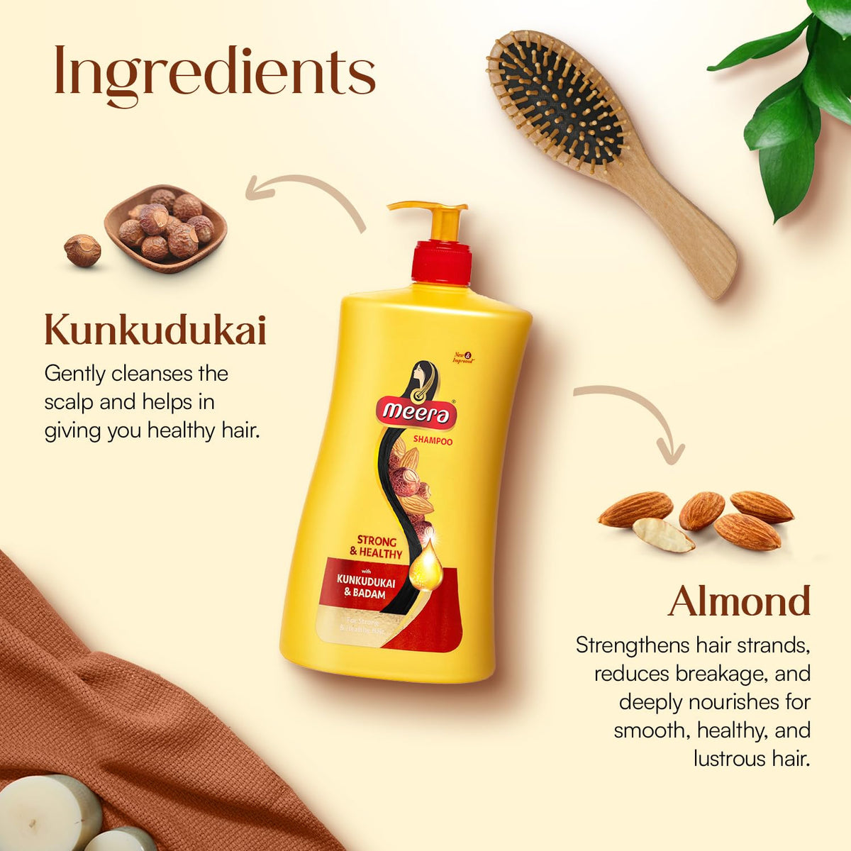 Meera Strong and Healthy Shampoo, With Goodness Of Kunkudukai and Badam, For Men And Women,1L 1 l (Pack of 1)