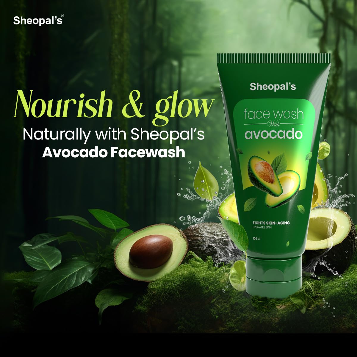 Sheopals Natural Face Wash | Brightening, Acne-Fighting & Deep Cleansing | Paraben-Free, Sulfate-Free, For All Skin Types – 100ml (Avocado facewash)