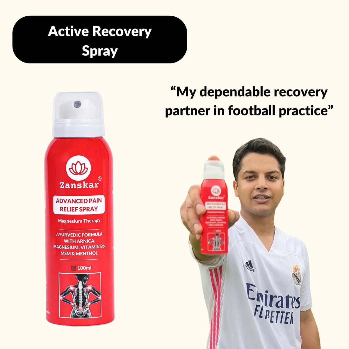 Zanskar Advanced Pain Relief Spray | Fast Action for Sore Muscles, Sports Injuries, Knee Pain, Sprains, Swelling | Cryotherapy Formula - Magnesium, Menthol, Vit