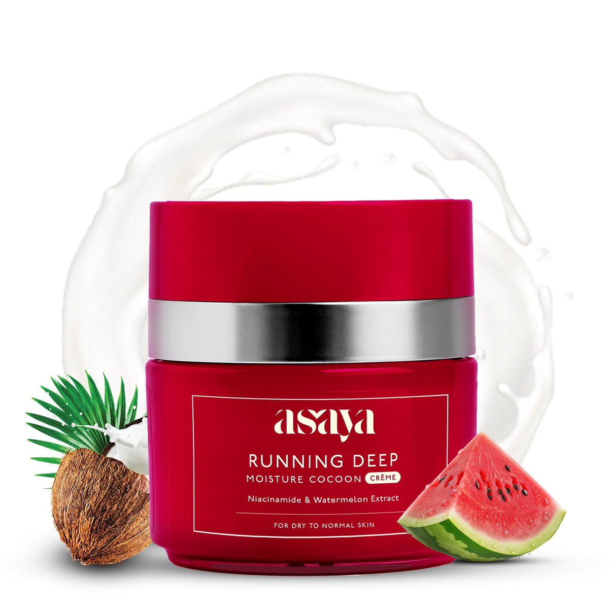 Asaya Moisture Cocoon Creme | Lightweight Moisturizing Cream | Niacinamide, Watermelon & Coconut Water Extract | Soothes, Firms & Adds Glow | Non-Sticky | For D