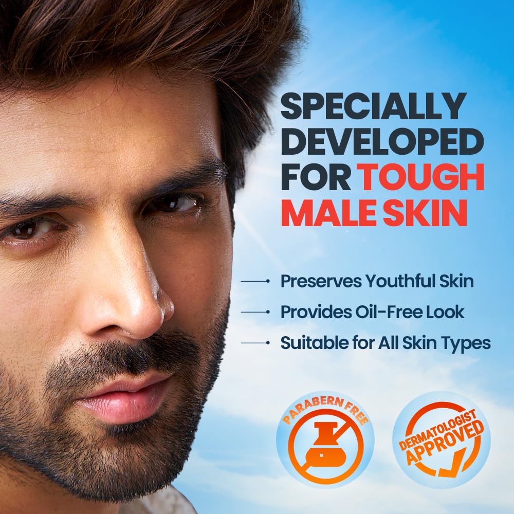 Smart And Handsome Sunshield Promaxx Sunscreen, Spf 50+ Pa+++, Protect & Reboot, 50g, Sea Buckthorn Extract + Helioedge5™ Technology, Zero White Cast, Dermatolo
