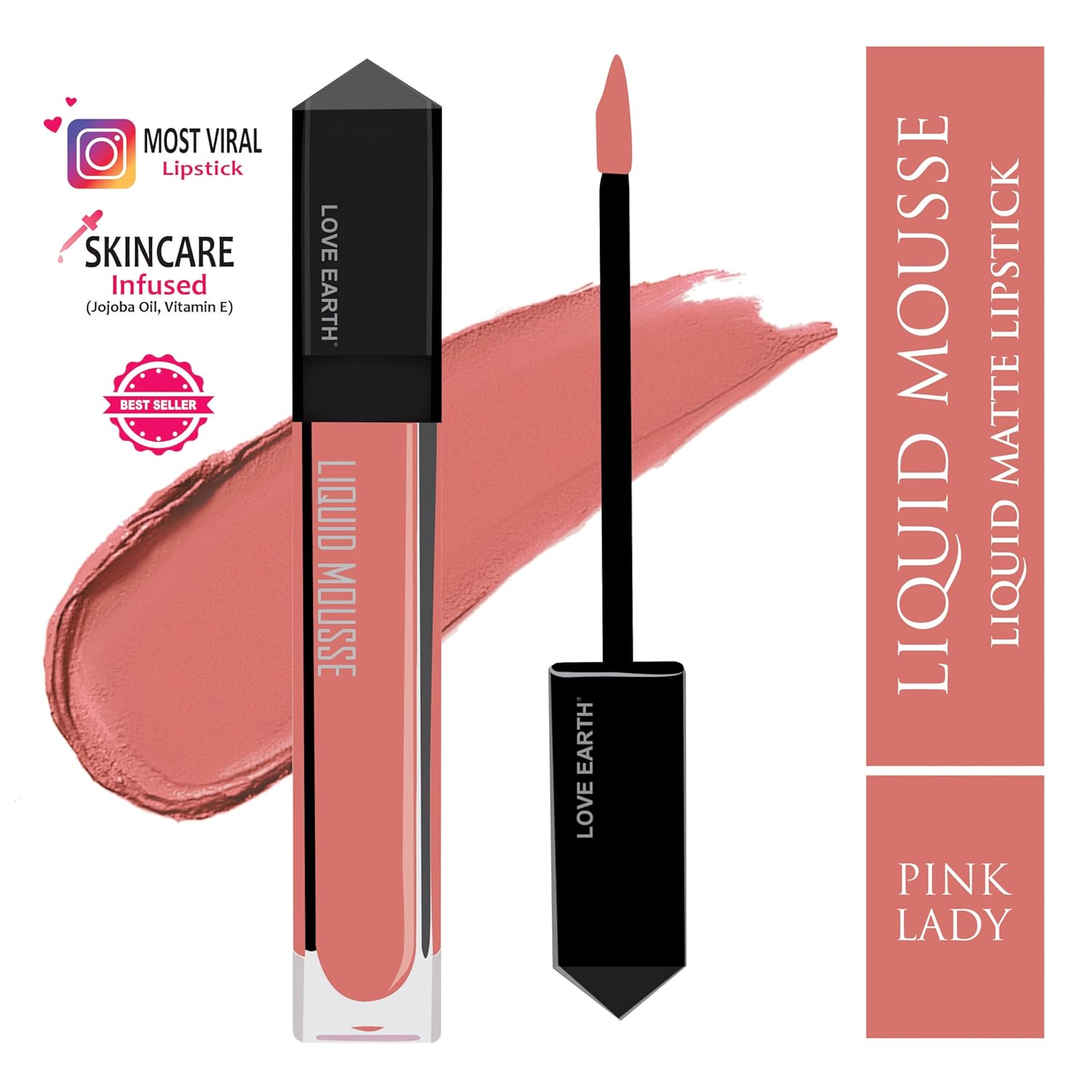 Love Earth Lipstick (Matte) (6 ml (Pack Of 1) Pink Lady)