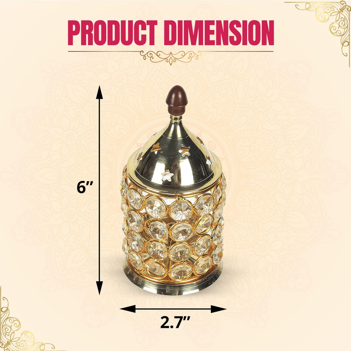 Klassic 4.5 Inch Swastik Akhand Diya with Borosilicate Glass Shade | Pure Brass Oil Lamp for Mandir, Daily Puja, Pooja Room, Diwali, Prayer, Wick Holder Festive
