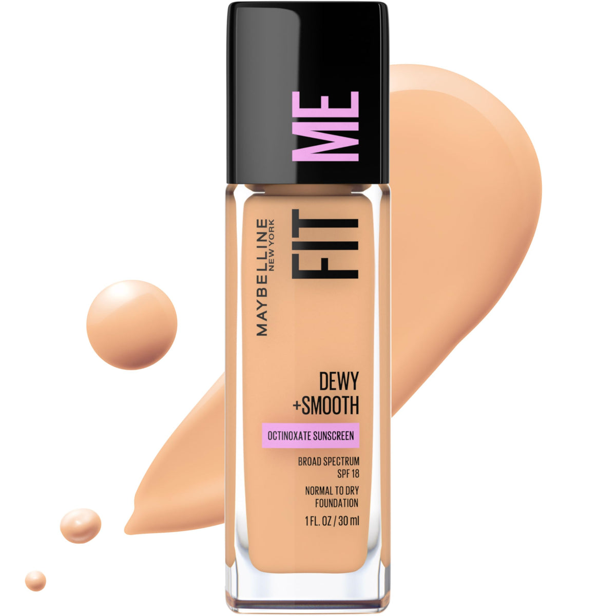 Maybelline Fit Me Dewy + Smooth Natural Foundation Cream For Combination, Medium Buff, 1 Fl. Oz. (Packaging May Vary)