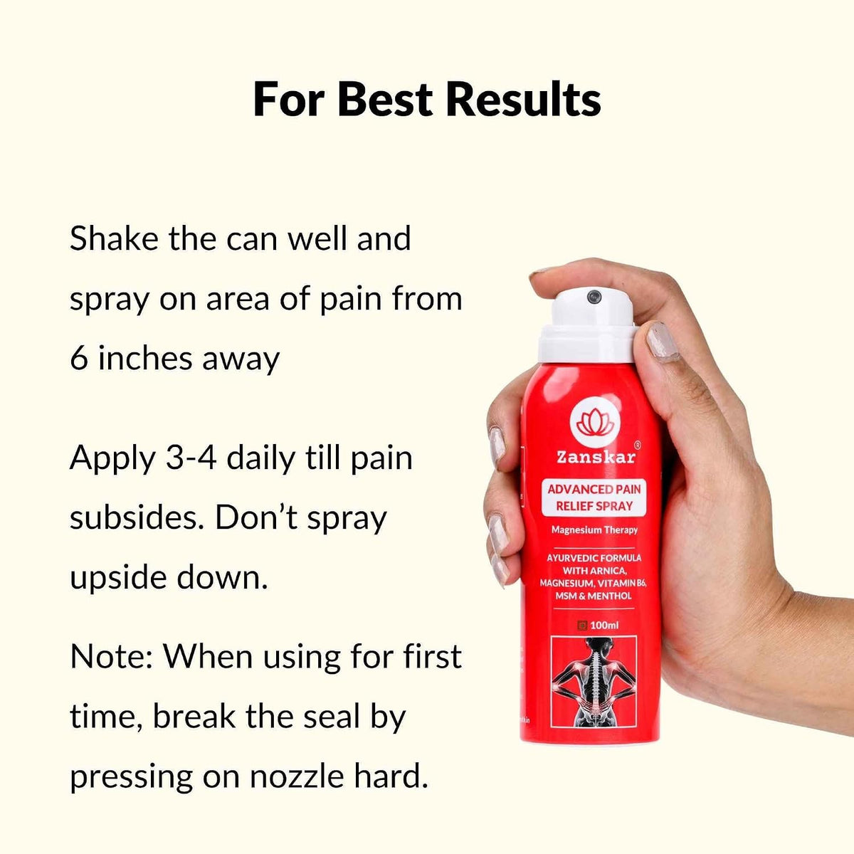Zanskar Advanced Pain Relief Spray | Fast Action for Sore Muscles, Sports Injuries, Knee Pain, Sprains, Swelling | Cryotherapy Formula - Magnesium, Menthol, Vit