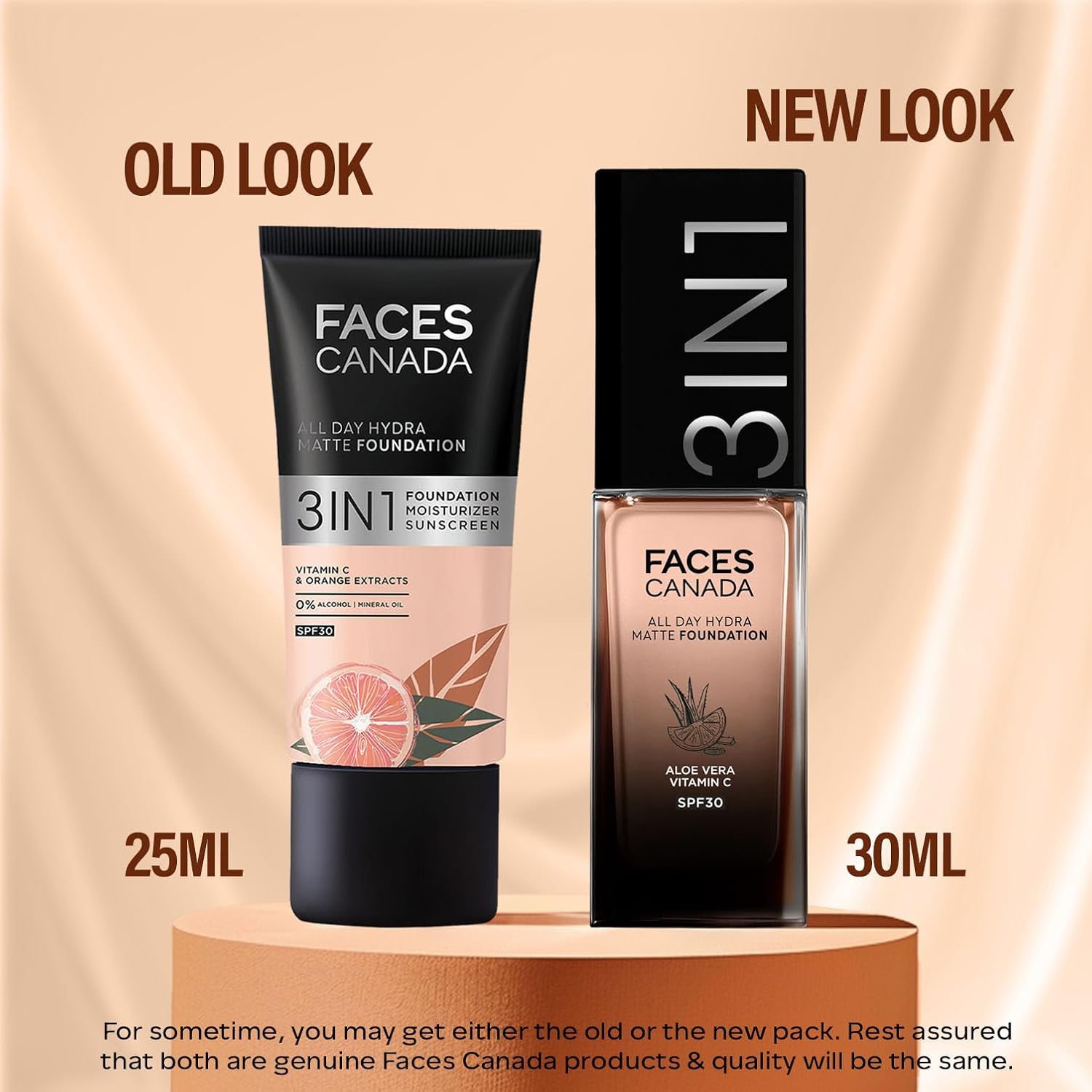 FACES CANADA All Day Hydra Matte Foundation | 3-in-1 Foundation + Moisturizer + SPF 30 | 24 HR Aloe Hydration & Vitamin C | 10HR Long Wear | Medium to High Buildable Coverage | Rose Ivory 011 | 30ml