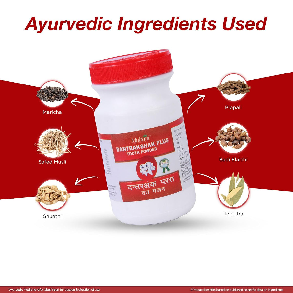Multani Healthy Teeth Dant Rakshak Plus 100gm | For Treatment Of Gums And Teeth Ailments|Bleeding Gums Bad Odour From Mouth 100 g (Pack of 1)
