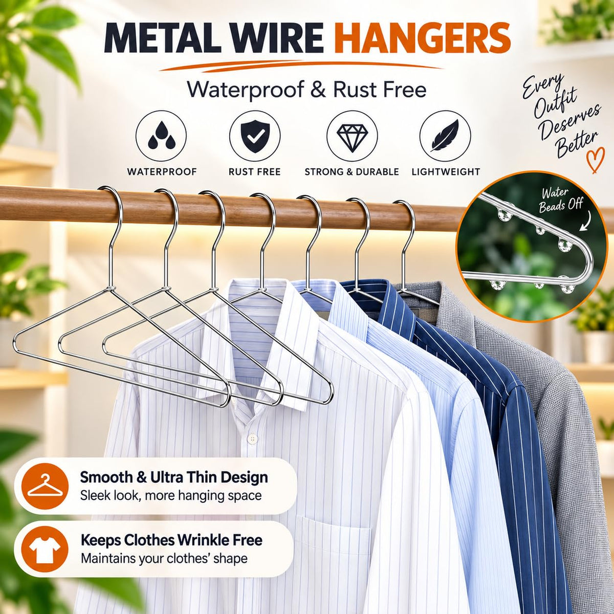 PulGos 𝟏𝟐 𝐏𝐜𝐬 Metal Cloth Hanger |Rust Free - 𝐔𝐥𝐭𝐫𝐚 𝐓𝐡𝐢𝐧 Hangers for Wardrobe & Closet Organizer Hangers for clothes |Space Saving |Non Slip Grip