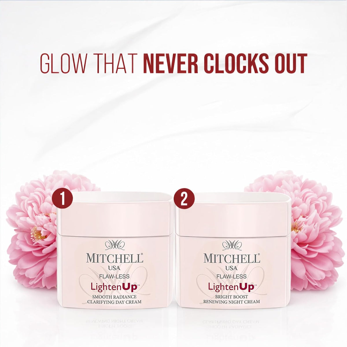 Mitchell USA Flawless Lighten Up Radiance Day Cream 50g | Moisturizer Cream | Peony, Alpha Arbutin, Niacinamide & Shea Butter | UVA/UVB Protection | Brightening