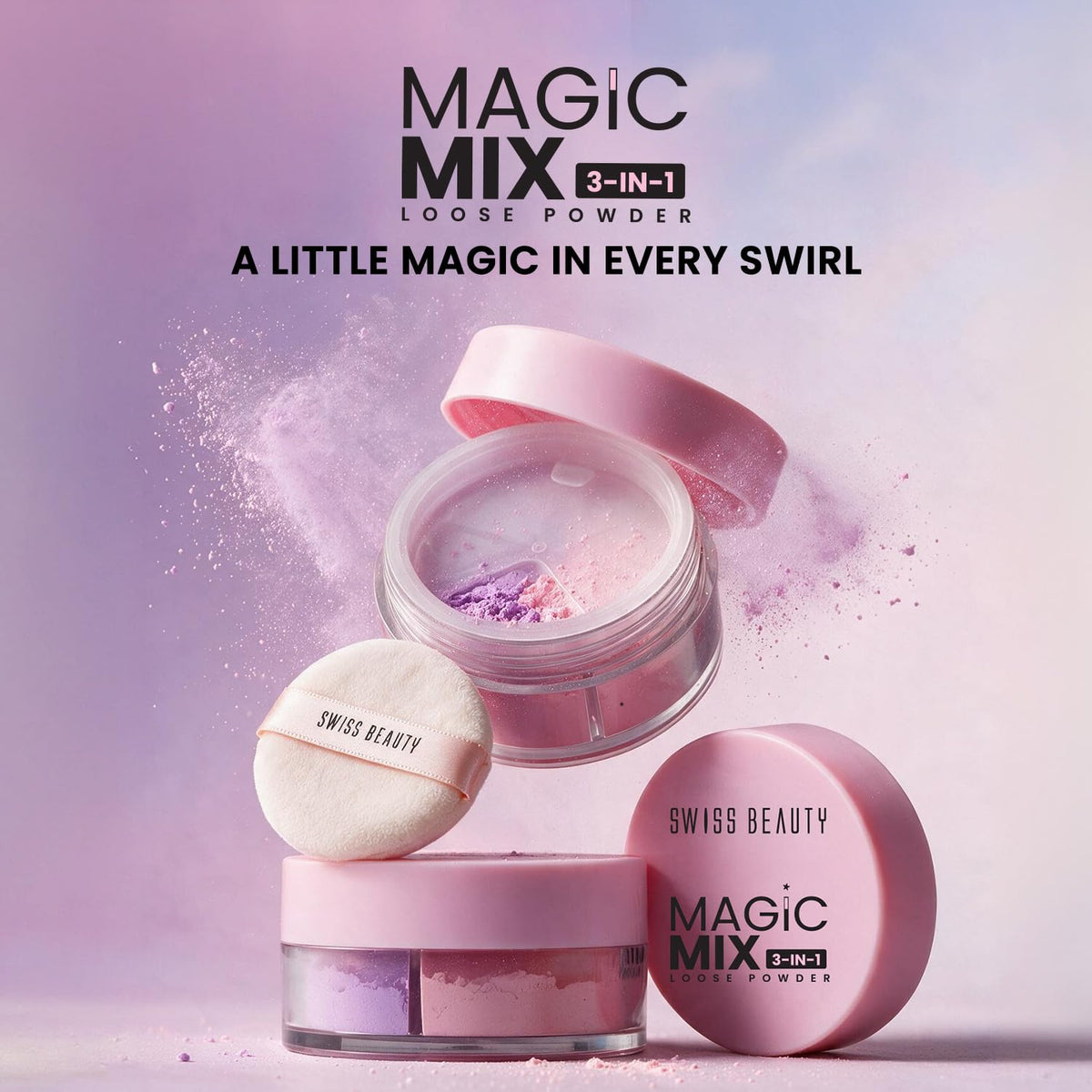 Swiss Beauty Magic Mix 3-In-1 Loose Powder | Sets, Blurs & Smooths | Waterproof | Long-Lasting