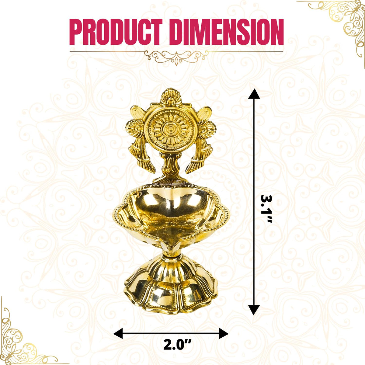 Klassic 4.5 Inch Swastik Akhand Diya with Borosilicate Glass Shade | Pure Brass Oil Lamp for Mandir, Daily Puja, Pooja Room, Diwali, Prayer, Wick Holder Festive