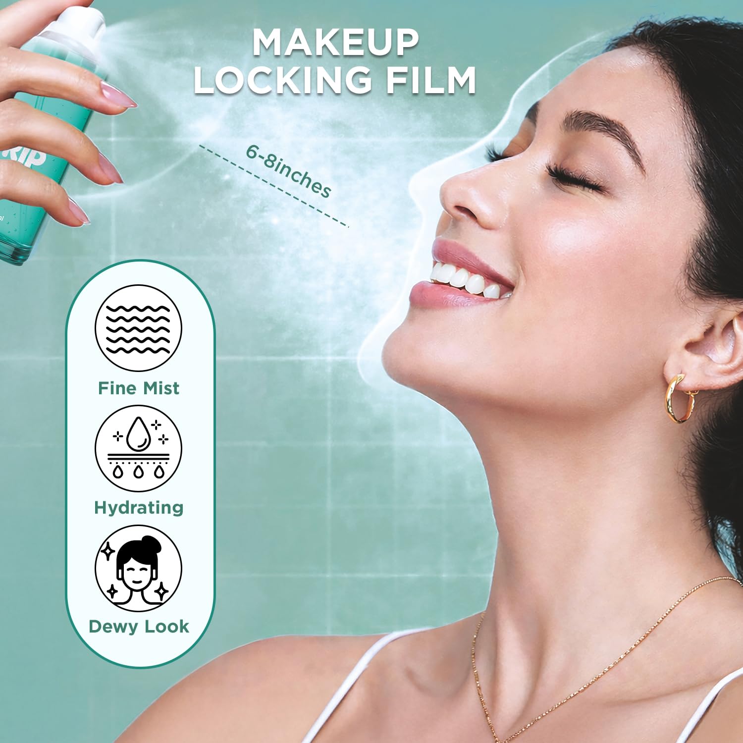 Glam21 Jelly Grip Hydrating Setting Spray & Primer Mist with Aloe Vera & Sodium Hyaluronate – Lightweight Dewy Finish Makeup Grip Spray, Long-Lasting Smudge-Proof Hold | 60ml