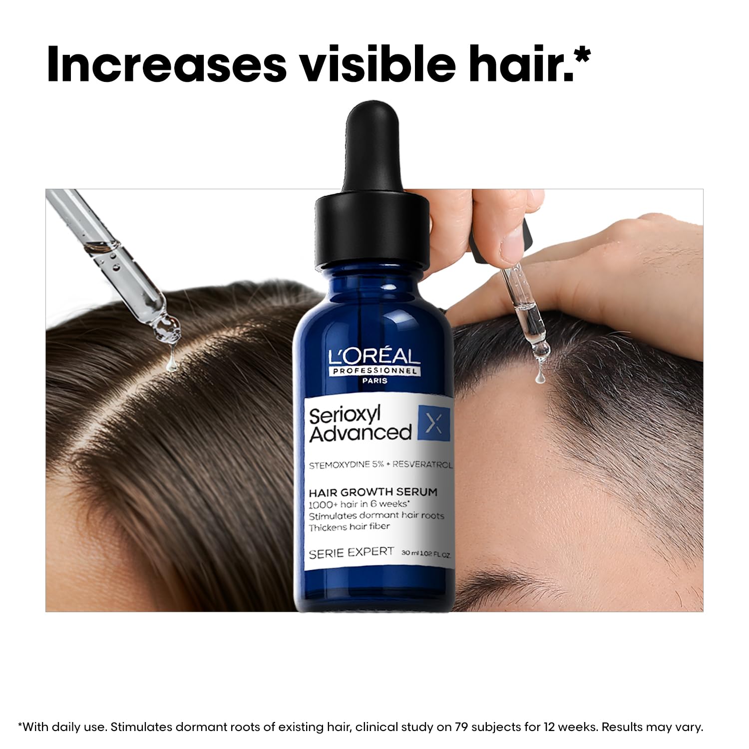 L’Oréal Professionnel Serioxyl Advanced Hair Growth Serum for scalp | Powered by Stemoxydine 5% + Resveratrol | Stimulates dormant hair roots and thickens hair fibre | Hairgrowth serum for men and women